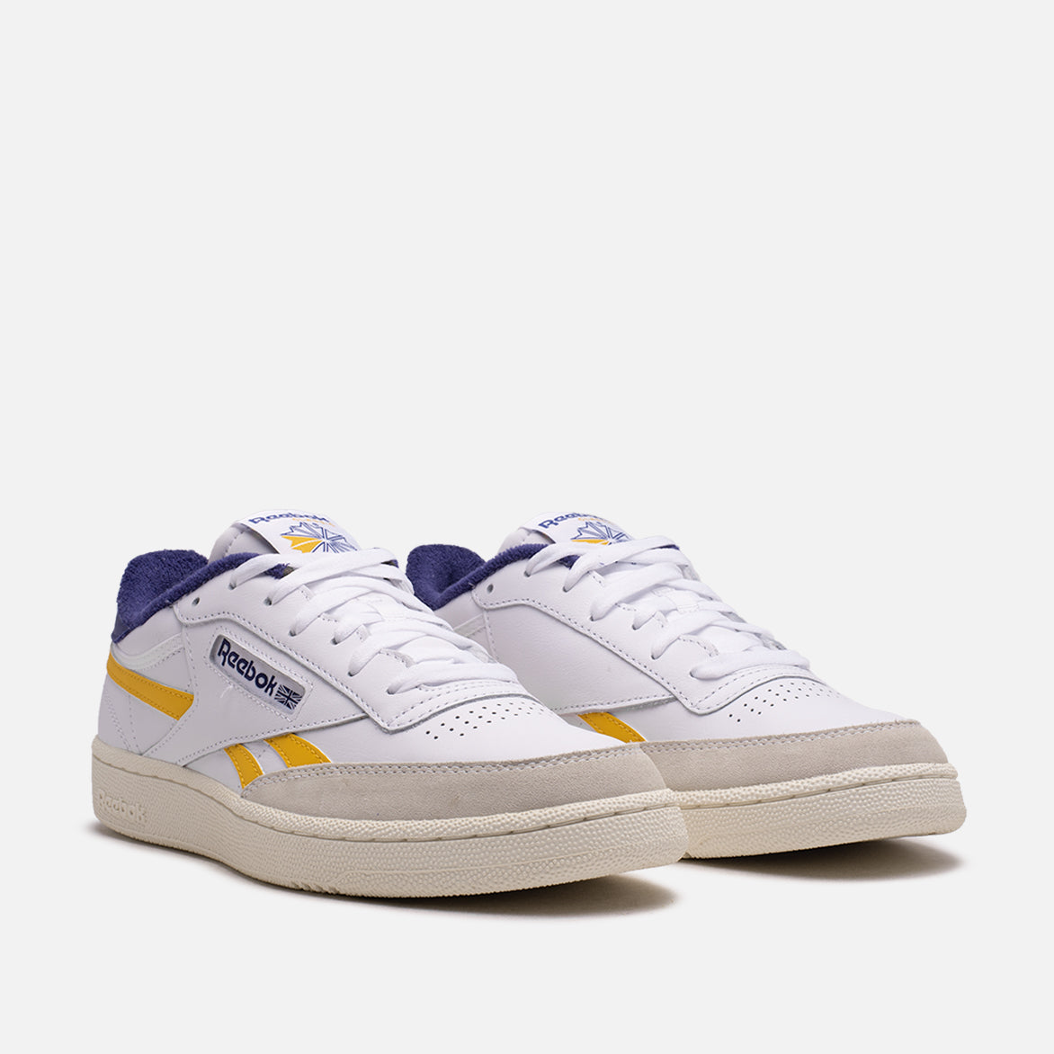 CLUB C Revenge Sneakers - White, Collegiate Gold & Purple - Stylish Comfort for Casual Wear, Gym & Street Fashion