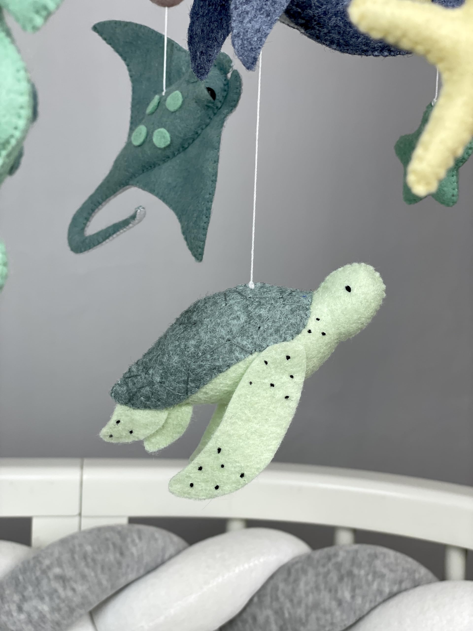 Ocean Baby Crib Mobile - Under the Sea Nursery Decor with Felt Sea Animals, Neutral Nautical Theme | Perfect Baby Shower Gift, Newborn Nursery Essential & Thoughtful Present for New Moms | Creates Calming Ocean Ambiance for Baby's Sleep Time
