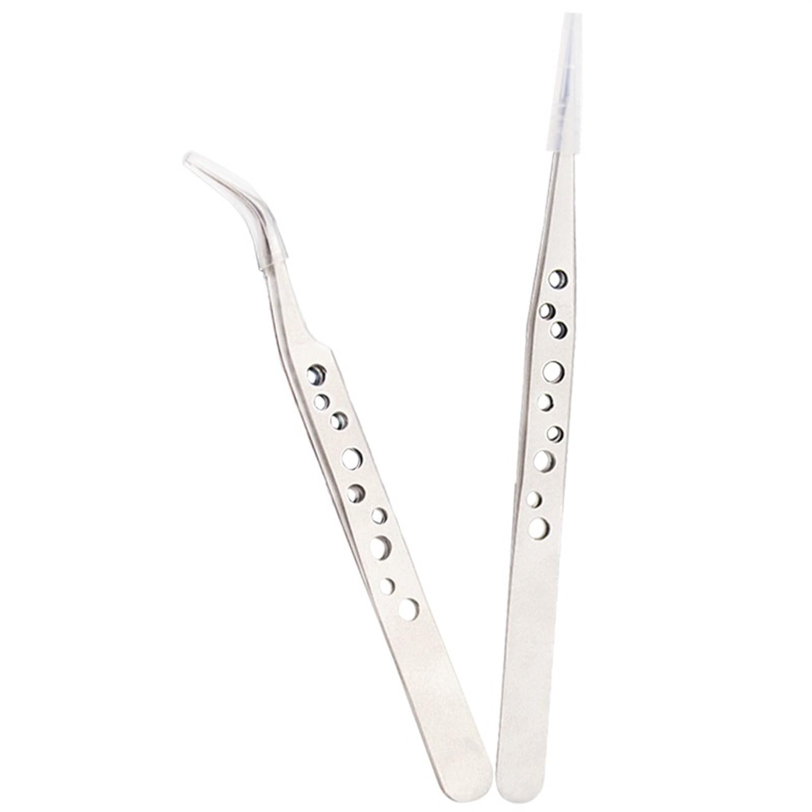 Precision Anti-Static Hair Removal & Electronics Tweezers Set - Stainless Steel Curved & Straight Tip Forceps for Phone Repair, Industrial Use & Beauty Care