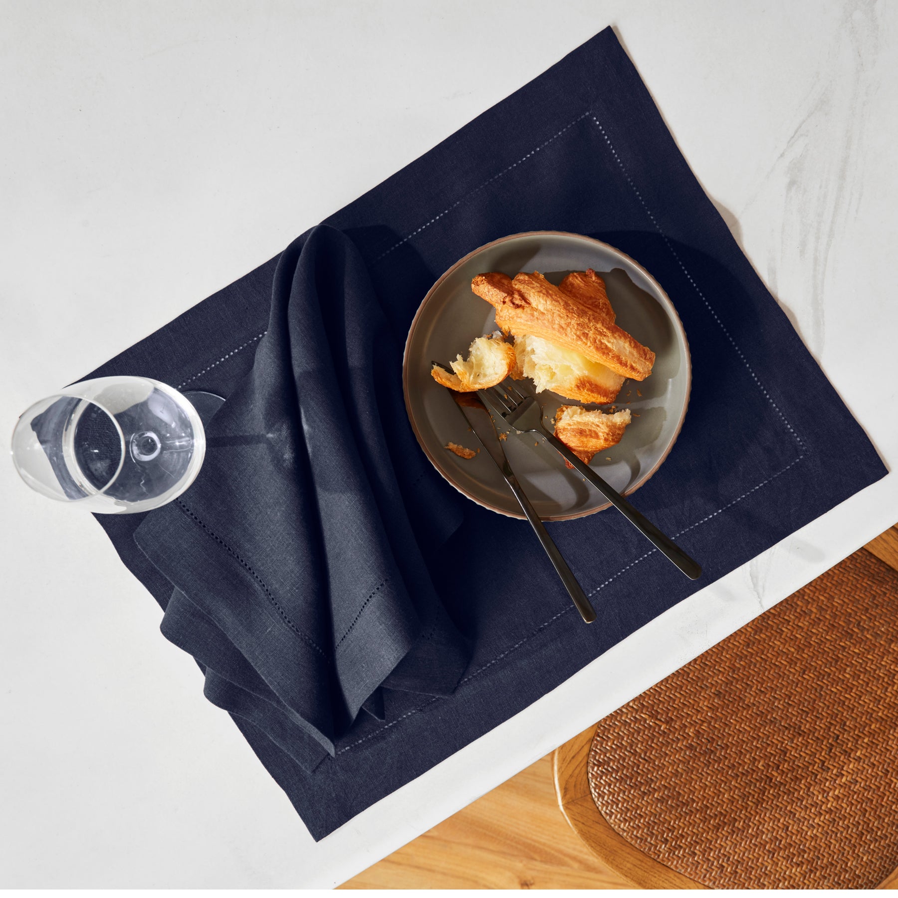 Premium Sonoma Hemstitch Placemats Set of 4 - Elegant Linen Table Mats for Dining & Entertaining - Perfect for Dinner Parties, Holiday Gatherings & Home Decor