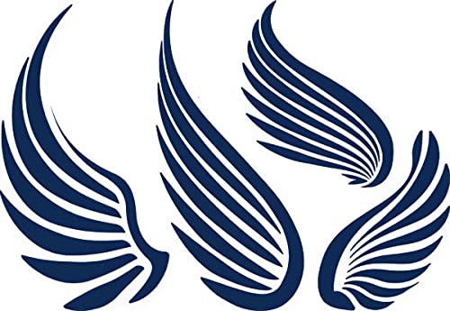 Long Lasting Semi-Permanent Wing Tattoo Stickers for Women & Men - Set of 4 Eagle Angel Wing Designs in Navy Blue | Fake Tattoo Body Art for Parties, Costumes & Self-Expression