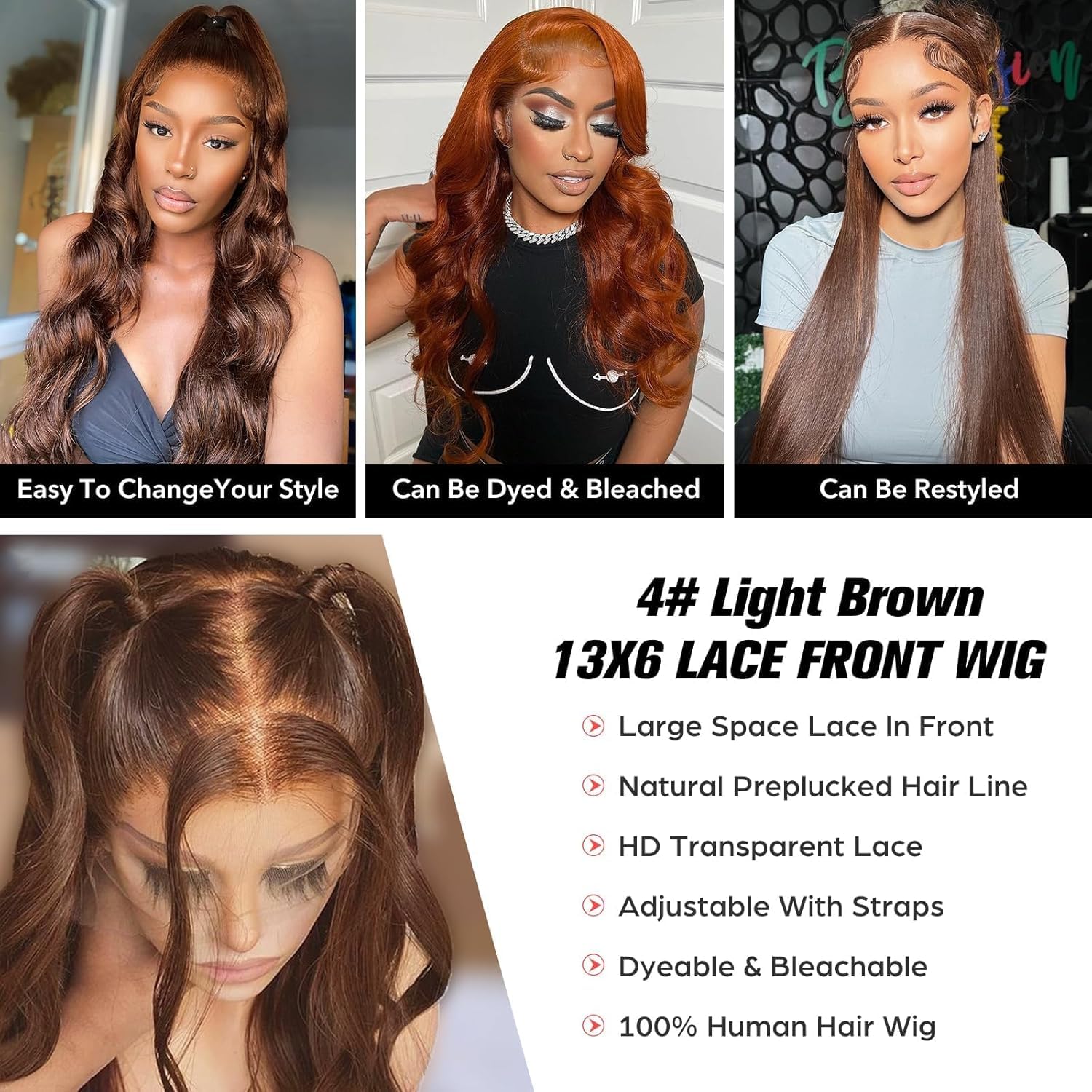 13x6 Chocolate Brown Lace Front Human Hair Wig - Pre Plucked Body Wave HD Lace Frontal Wig with Baby Hair | Glueless 20 Inch Colored Wigs for Women | Perfect for Daily Wear, Parties & Special Occasions