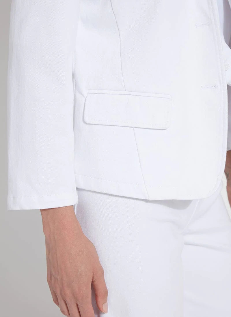 Della Women's White Denim Blazer Jacket - Casual Chic Outerwear for Work, Date Night & Spring Fashion