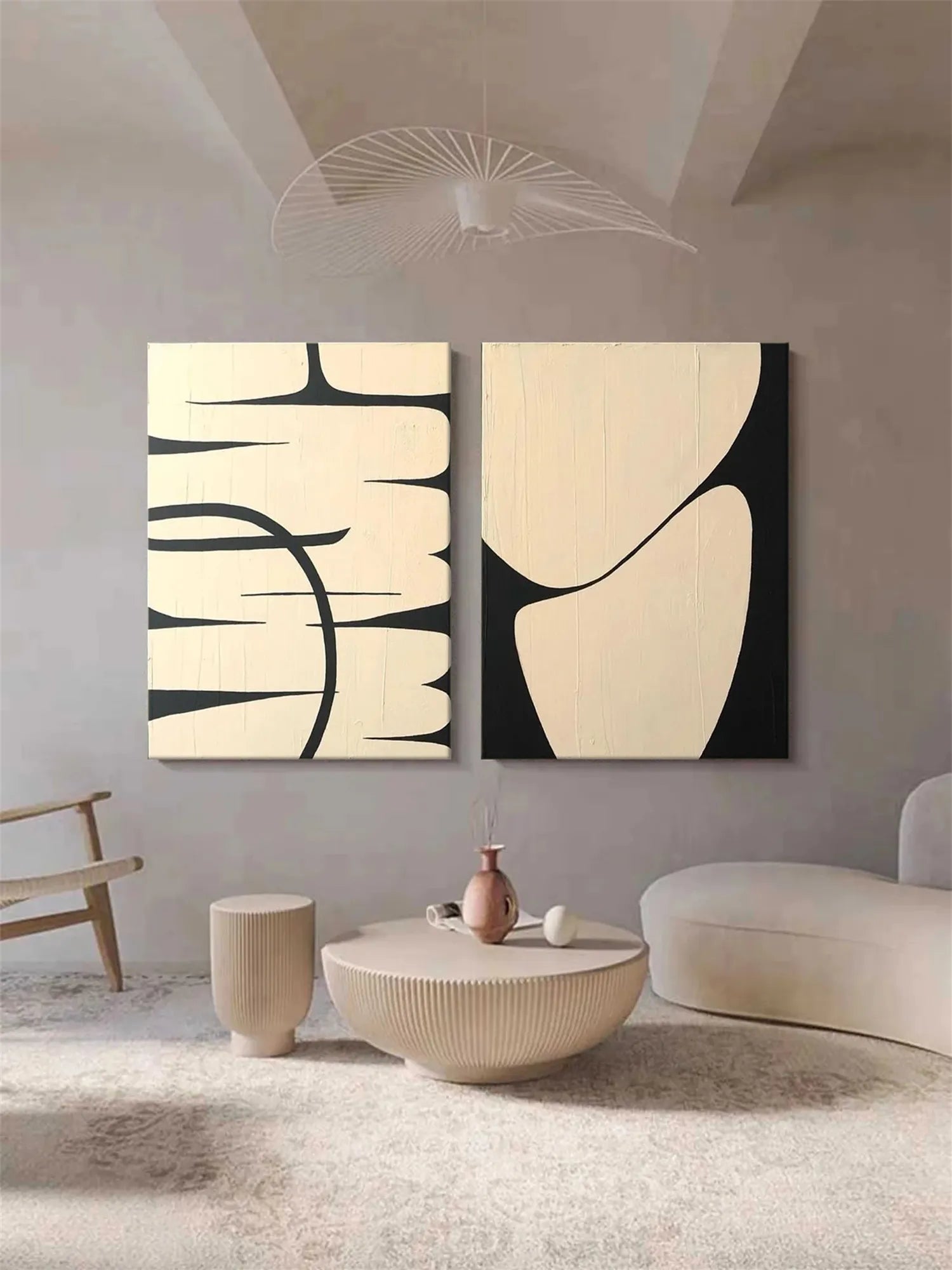 Abstract Tranquility Set of 2 Wall Art Paintings - Modern Minimalist Canvas Prints for Living Room, Bedroom & Office Decor #WS142