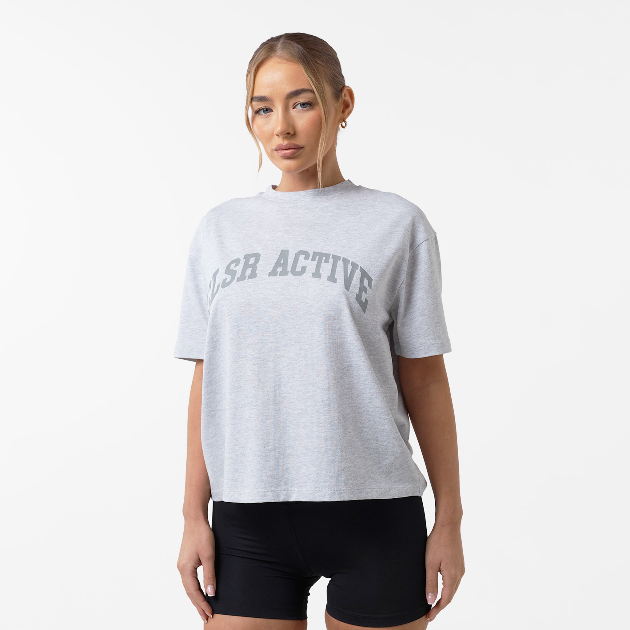 Active Oversized T-Shirt for Women | Light Grey Marl | Comfortable Loose Fit Casual Wear for Gym, Lounge & Everyday Outfits