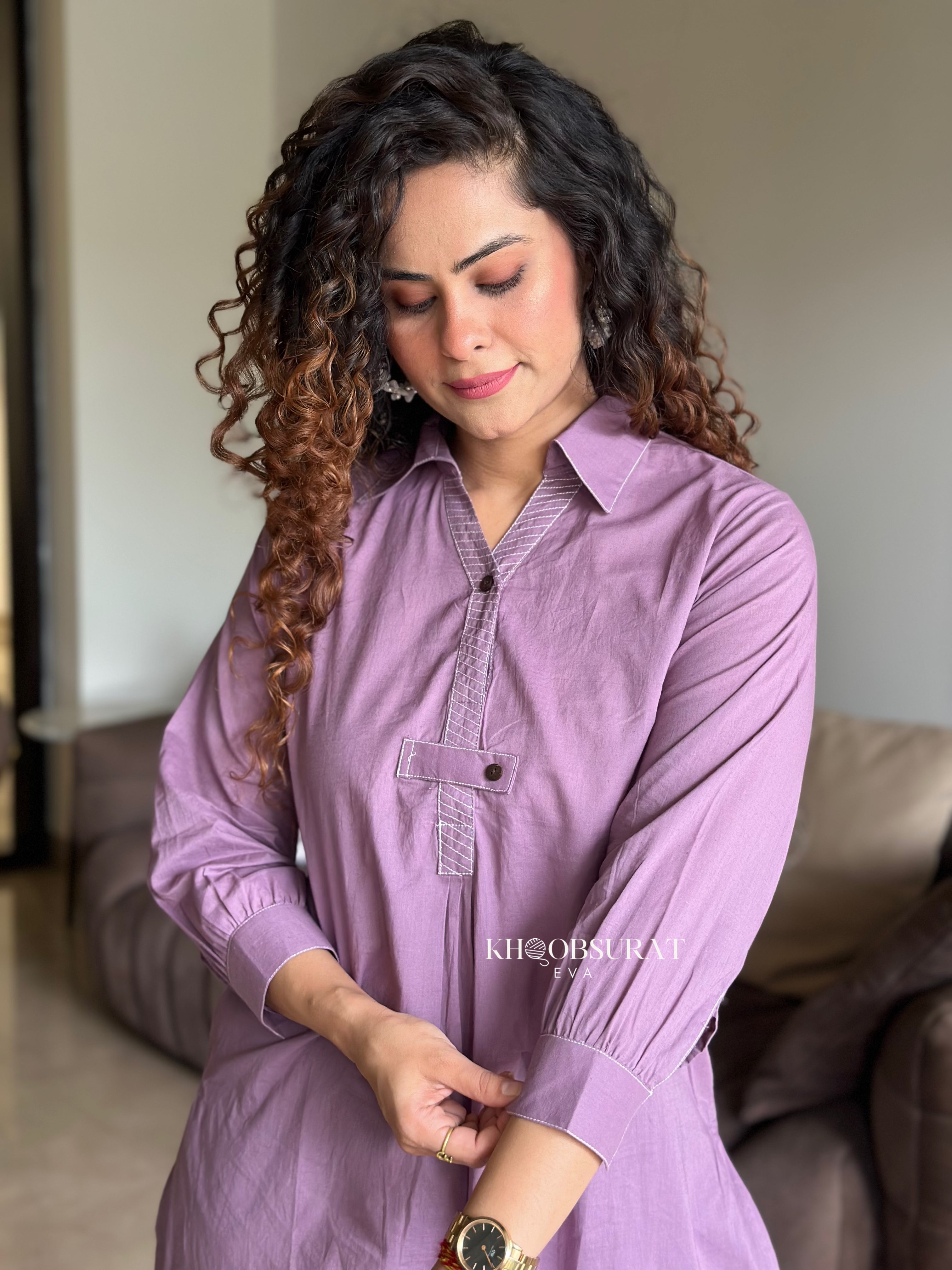 Stylish Cotton Breeze Purple Kurta Set for Women - Comfortable Traditional Indian Outfit for Festivals, Parties & Casual Wear
