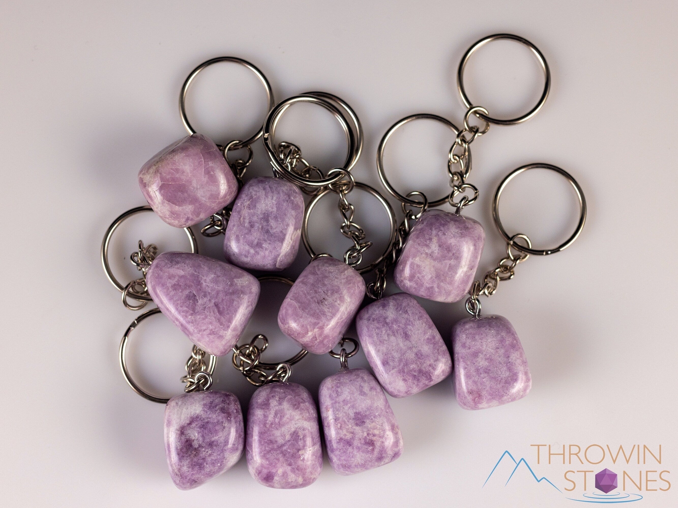 DRAGON'S Blood Jasper & Lepidolite Crystal Keychain - Tumbled Healing Stones for Self Care, Anxiety Relief, Chakra Balancing - Perfect Spiritual Gift (E2125) for Meditation, Travel & Daily Carry