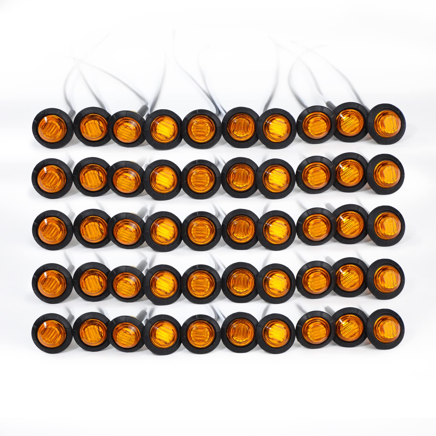 GUWA 3/4 Inch Small Round Amber LED Clearance Side Marker Lights - 12V DC Shockproof Turn Signal Lights for Trucks, Trailers, RVs & SUVs (Pack of 50) - Perfect for Enhanced Road Safety & Nighttime Visibility