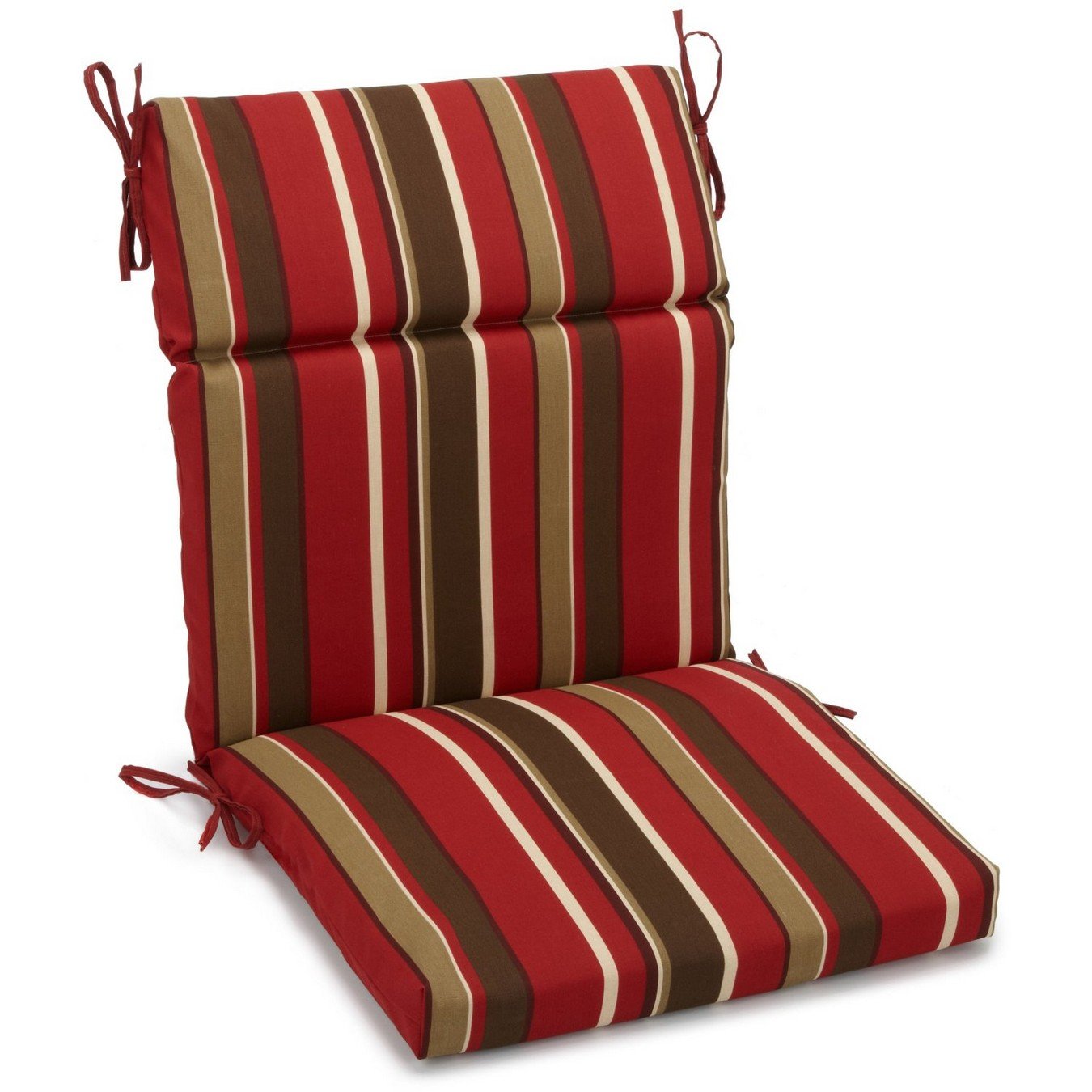 Blazing Needles Spun Polyester Outdoor Square Chair Cushion 19x40 Inches - Montserrat Sangria Pattern - Waterproof & UV Resistant for Patio, Deck, Poolside Lounge Chairs