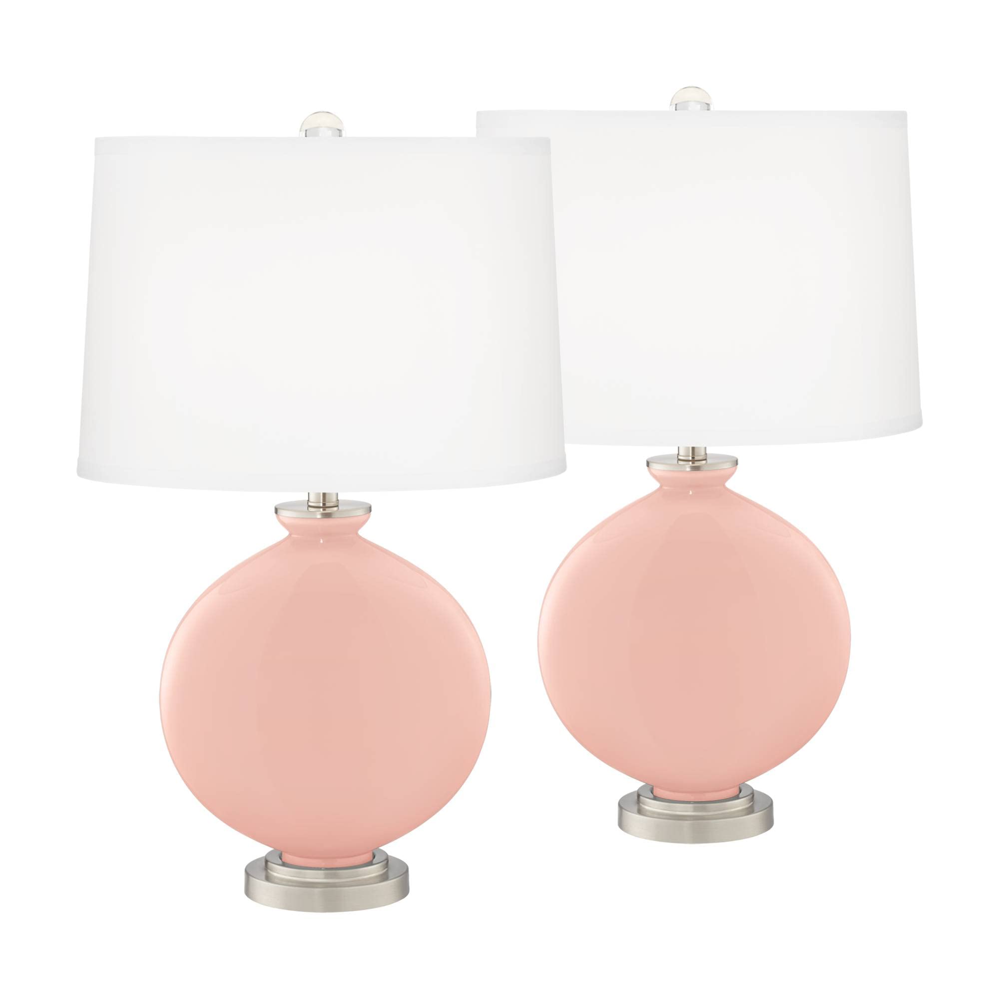Rose Pink Carrie Table Lamp Set of 2 with Dimmers - Modern Bedside Lighting for Bedroom, Living Room & Office Decor