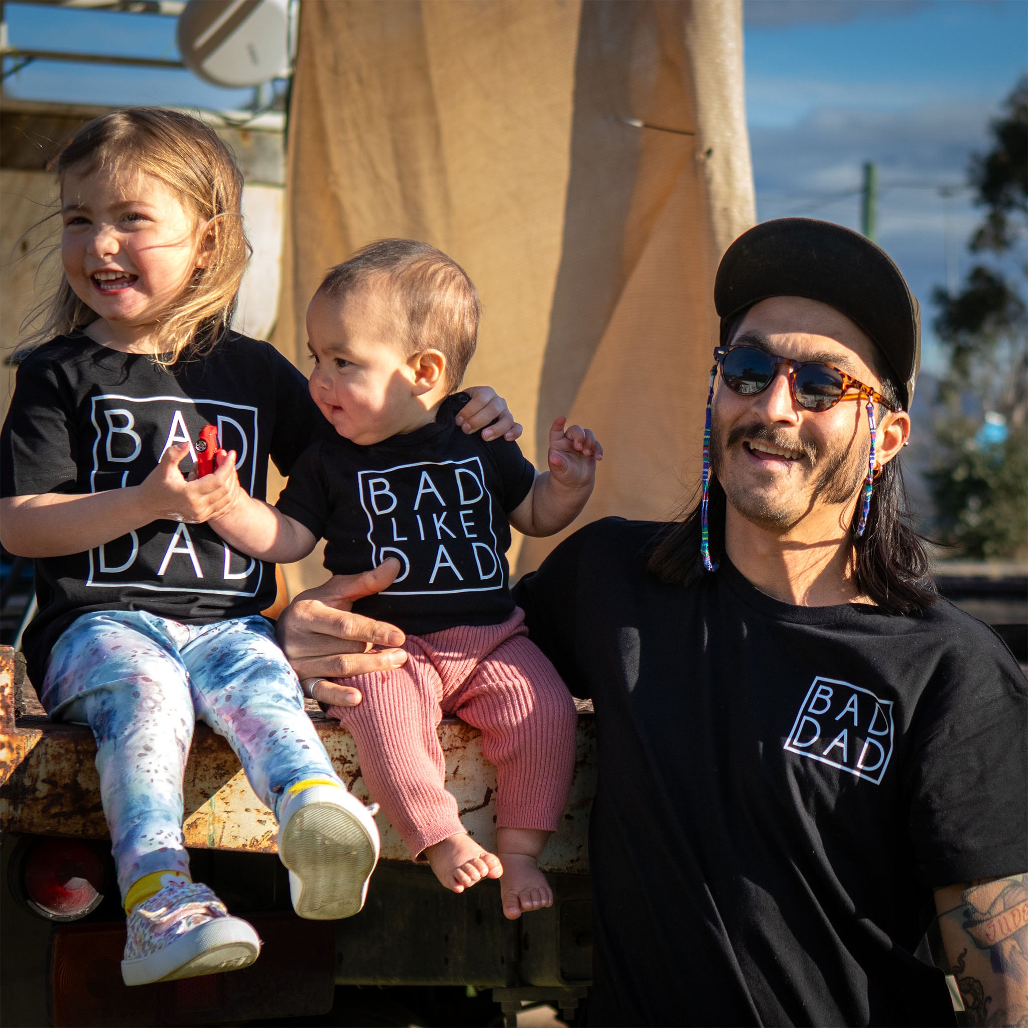 Funny Bad Dad And Bad Like Dad Matching T-Shirts - Father & Son/Daughter Matching Outfits for Family Events & Holidays