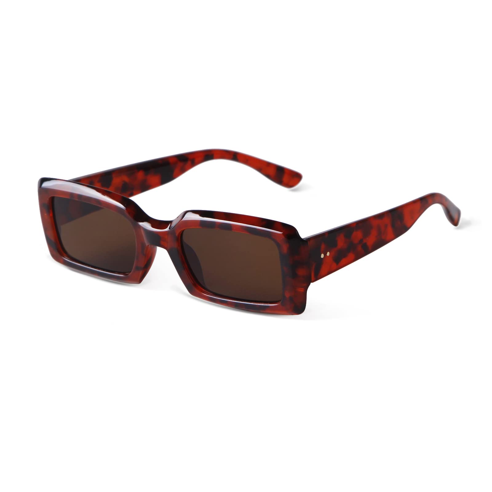 Retro Rectangle Sunglasses for Women & Men - UV 400 Protection Vintage Square Frame Glasses - Perfect for 90s Fashion, Outdoor Activities & Summer Style