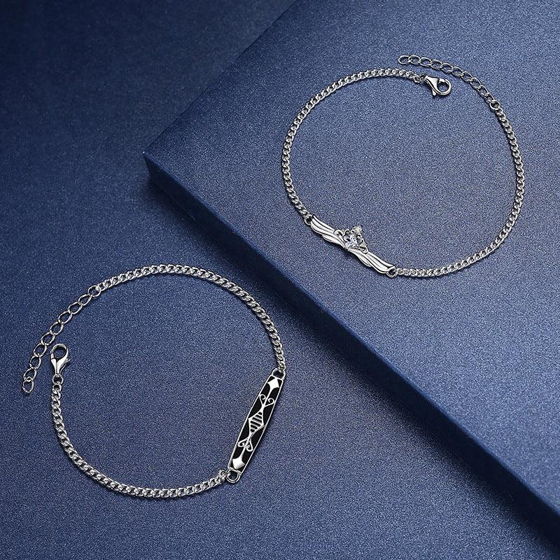 Stylish Unisex Sterling Silver Bracelet Set for Men & Women - Perfect for Couples, Gifts, and Everyday Wear