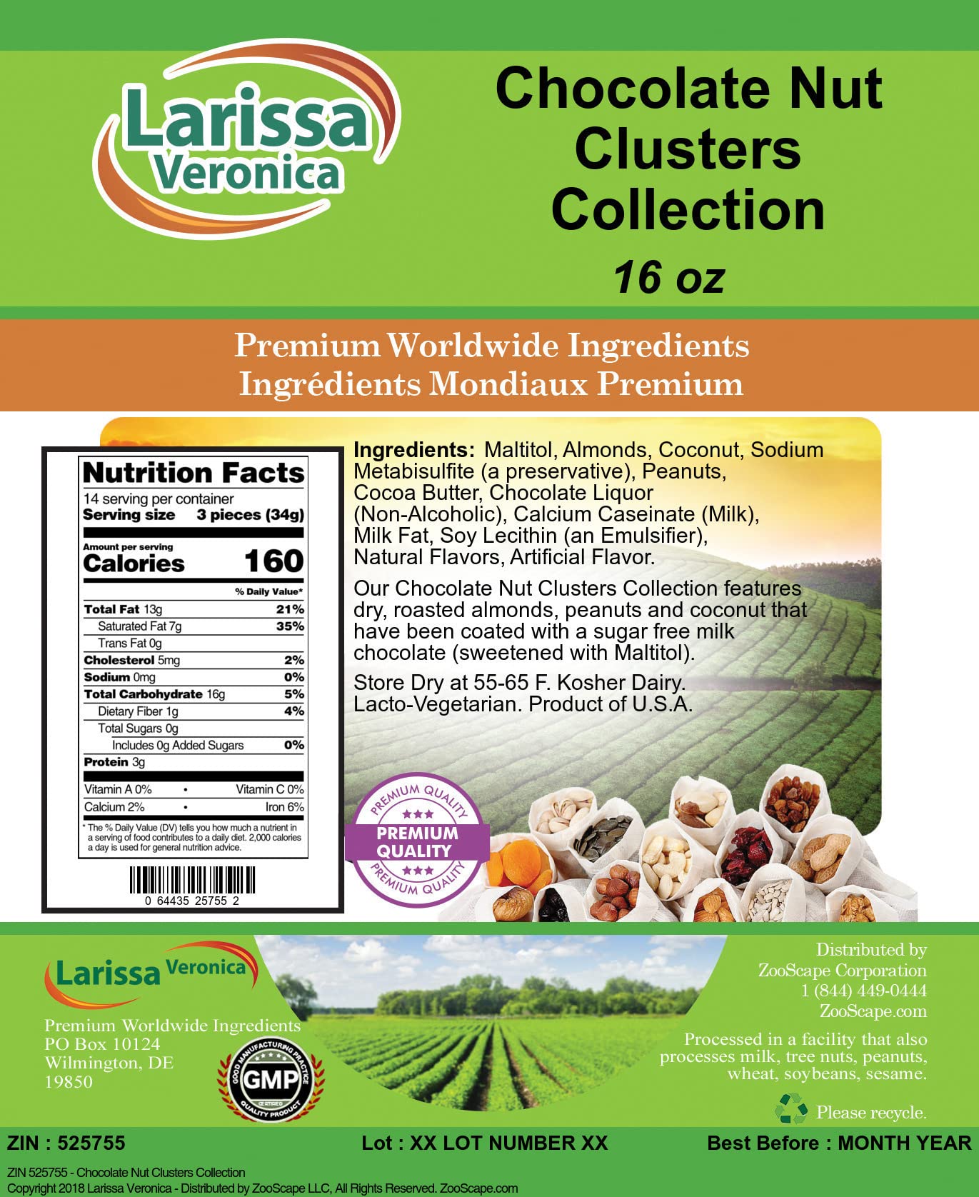 Premium Chocolate Nut Clusters Gift Box (16 oz) - 2 Pack Deluxe Assortment - Gourmet Snacks for Holidays, Parties & Office Treats