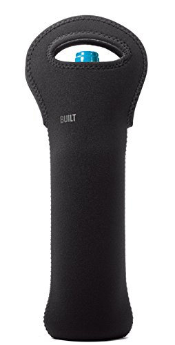 Neoprene Wine Bottle Tote - Stain Resistant, Black for Travel & Picnic