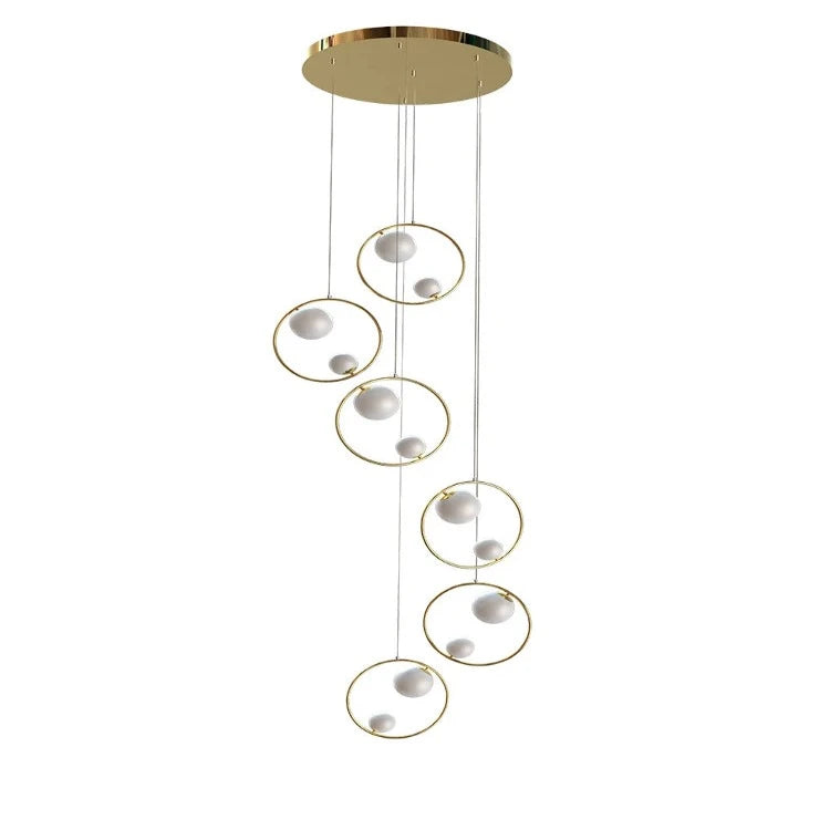 Modern Minimalist Ring Pendant Light Fixture - Sleek Ceiling Chandelier for Staircase, Hallway, Foyer & Dining Room | Dimmable LED Lighting for Contemporary Home Decor