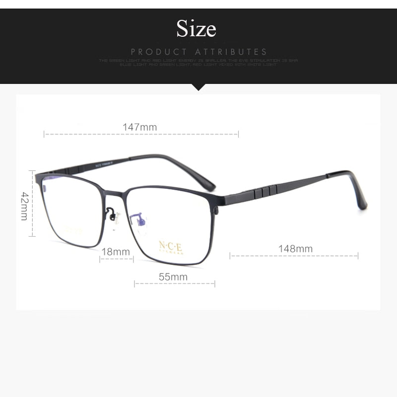 Bclear Men's Full Rim Square Titanium Eyeglasses Frame My5008 - Lightweight Durable Glasses for Work, Reading & Fashion