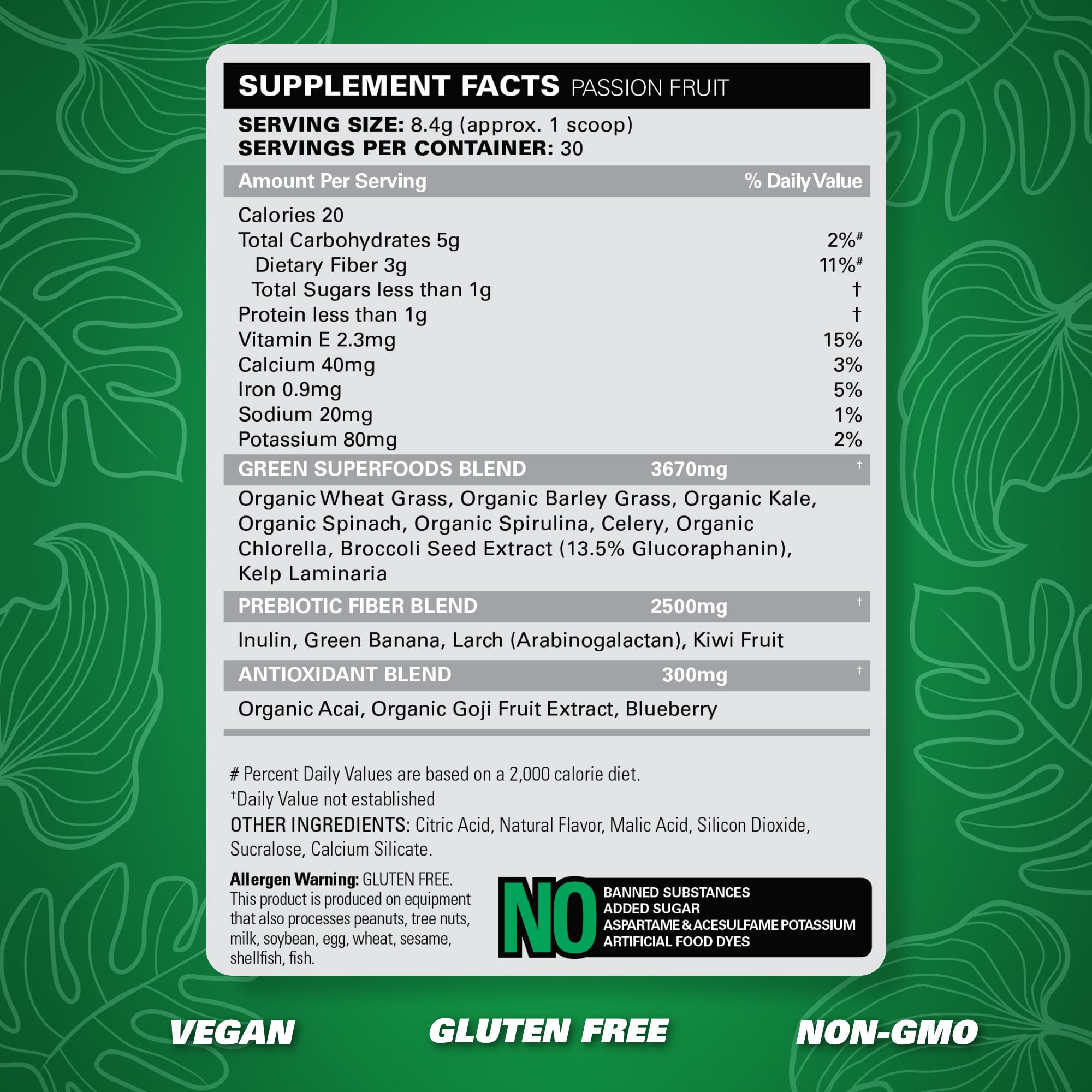 EHP Labs OxyGreens Super Greens Powder with Spirulina & Chlorella - Organic Superfood Supplement for Immunity, Digestion & Energy | Antioxidant-Rich Green Juice Powder with Prebiotic Fiber | 30 Servings (Passionfruit Flavor) | Perfect for Smoothies, Shakes & Daily Wellness Routine