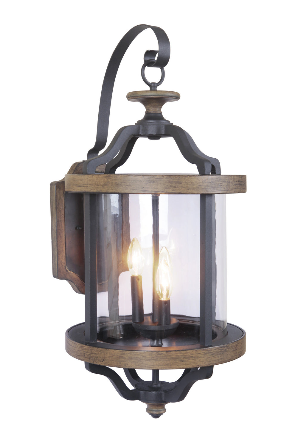 Textured Black & Whiskey Barrel Ashwood Three-Light Wall Sconce - Rustic Farmhouse Lighting for Bedroom, Living Room & Entryway