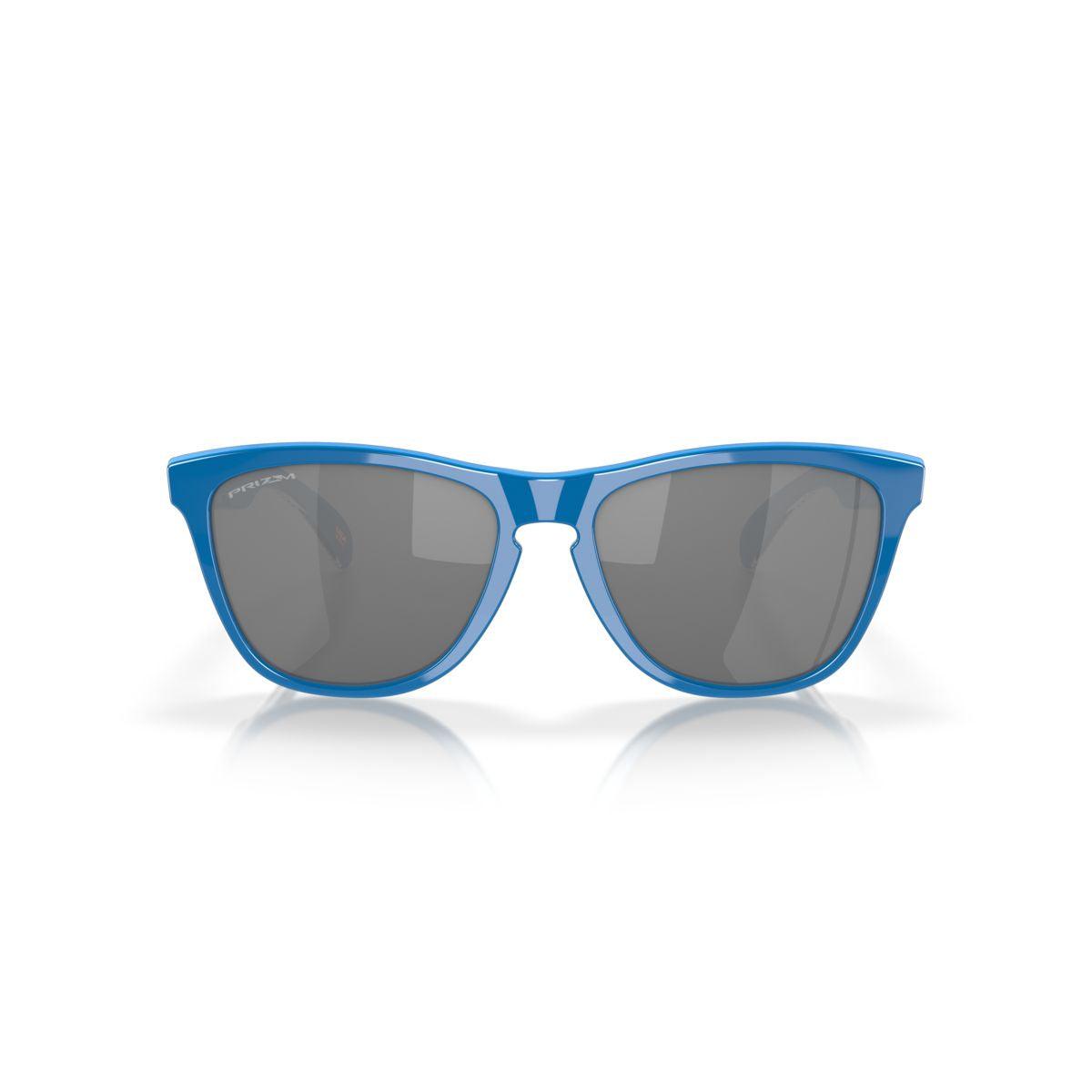 Oakley Frogskins Sunglasses - Low Bridge Fit, Hi Res Polished Sapphire/Prizm Black Lenses (0OO9245-9245C9) for Running, Cycling & Outdoor Sports