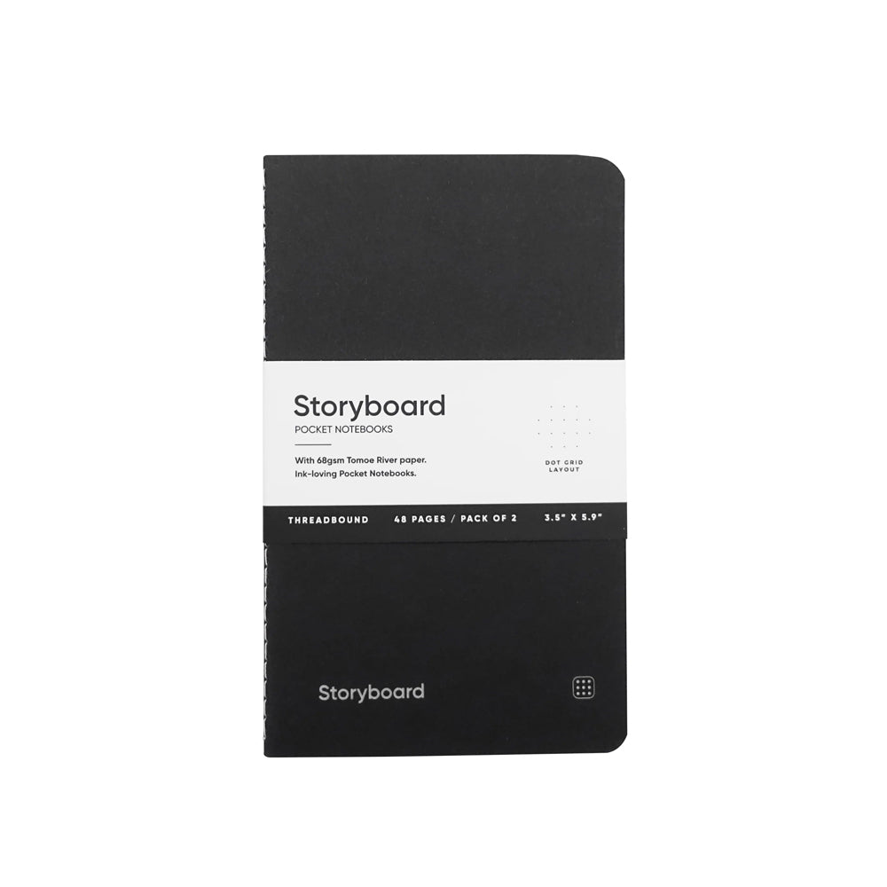 Endless Storyboard Pocket Notebook Set of 2 - Black Mini Notebooks for Journaling, Sketching & Note Taking - Perfect for Travel, Office & School Supplies