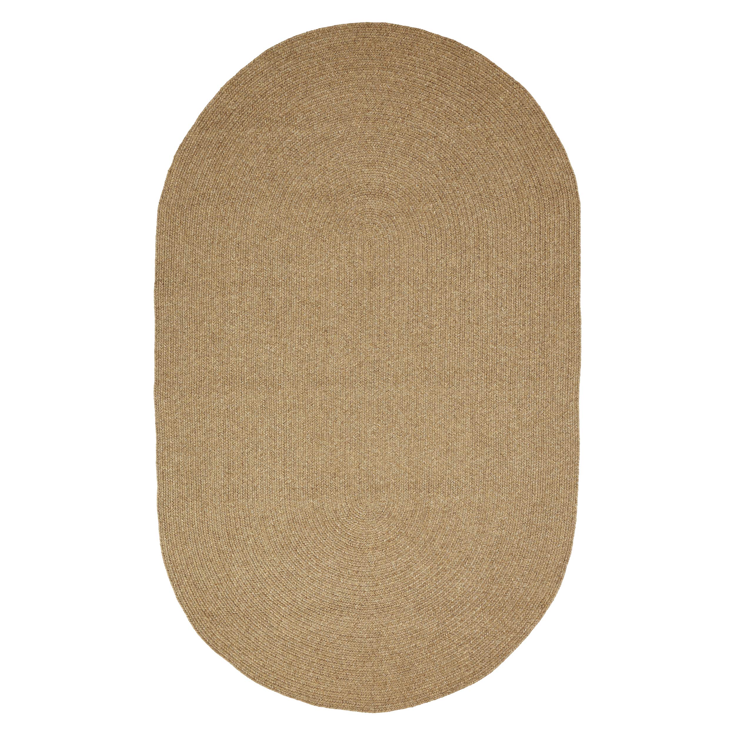 BLUENILEMILLS Tintoretto Braided Area Rug - Soft, Durable & Reversible Indoor/Outdoor Vintage Rug in Solid Latte Color, 4' x 6' Oval - Perfect for Living Room, Bedroom, Patio & Home Decor