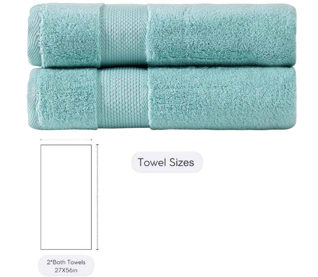 Premium BAGNO MILANO Turkish Cotton Bath Towels Set - Ultra Soft, Plush & Quick-Drying Luxury Towels Made in Turkey (Mint Green, 2-Piece Set) for Spa, Beach & Bathroom Use