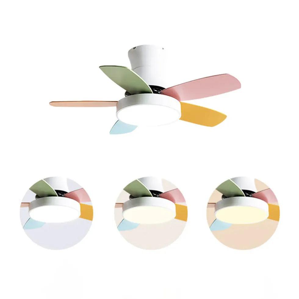 Stylish 5-Blade Multi-Color Ceiling Fan with LED Light - Perfect for Bedroom, Living Room & Home Office (Remote Control Included)