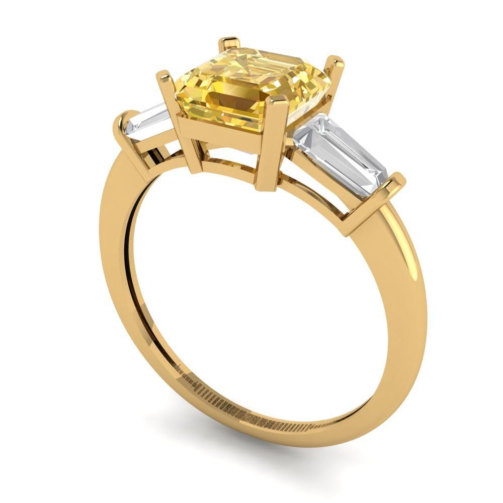 1.62ct Natural Yellow Citrine Emerald Cut Ring - 18K Gold for Engagement & Anniversary