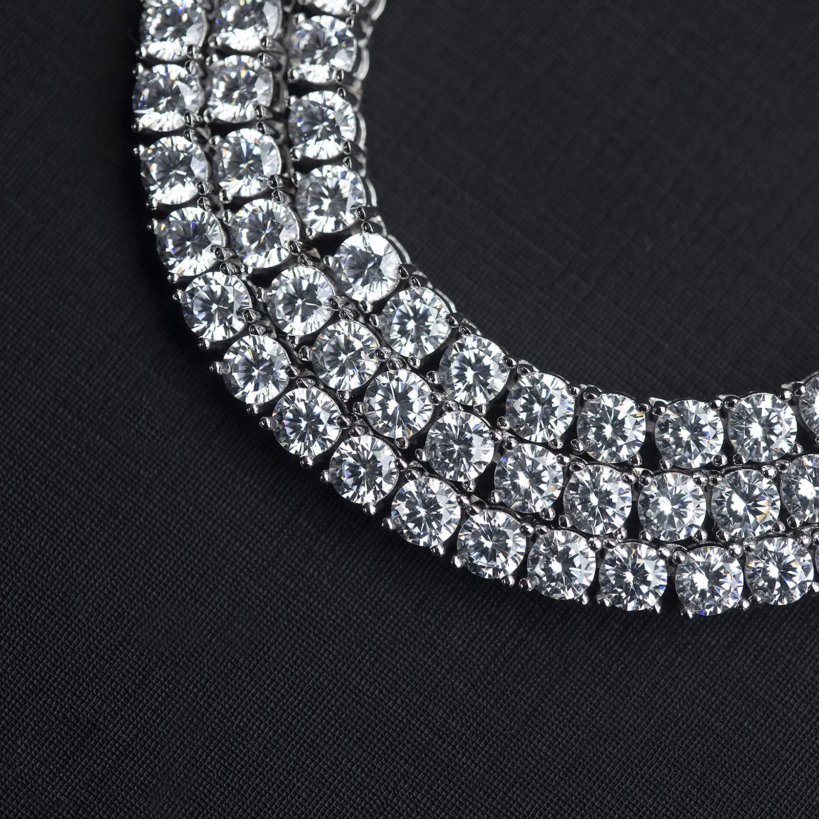 14K Gold Plated Diamond Tennis Chain Necklace - 18 Inch Round Cubic Zirconia Classic Unisex Jewelry for Women & Men | Perfect for Weddings, Parties, Anniversaries and Special Occasions