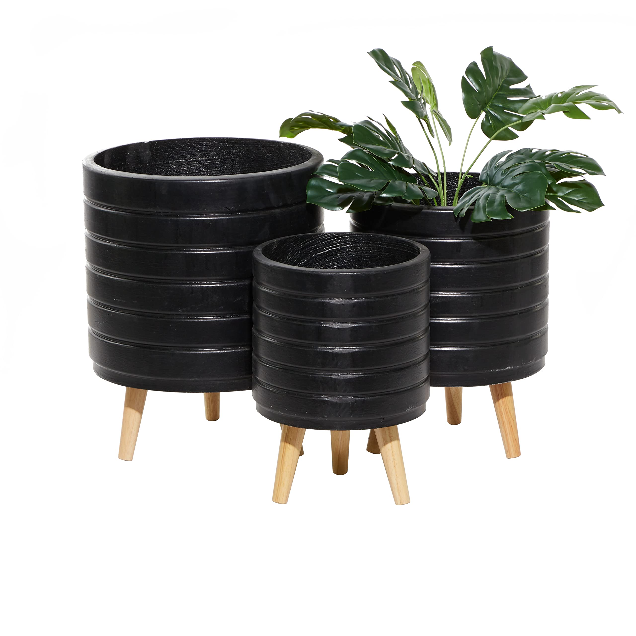 CosmoLiving by Cosmopolitan 46528 Modern Black MgO Indoor Outdoor Planter - Decorative Flower Pot for Plants, Succulents & Herbs - Perfect for Living Room, Kitchen, Office, Patio & Entryway Decor