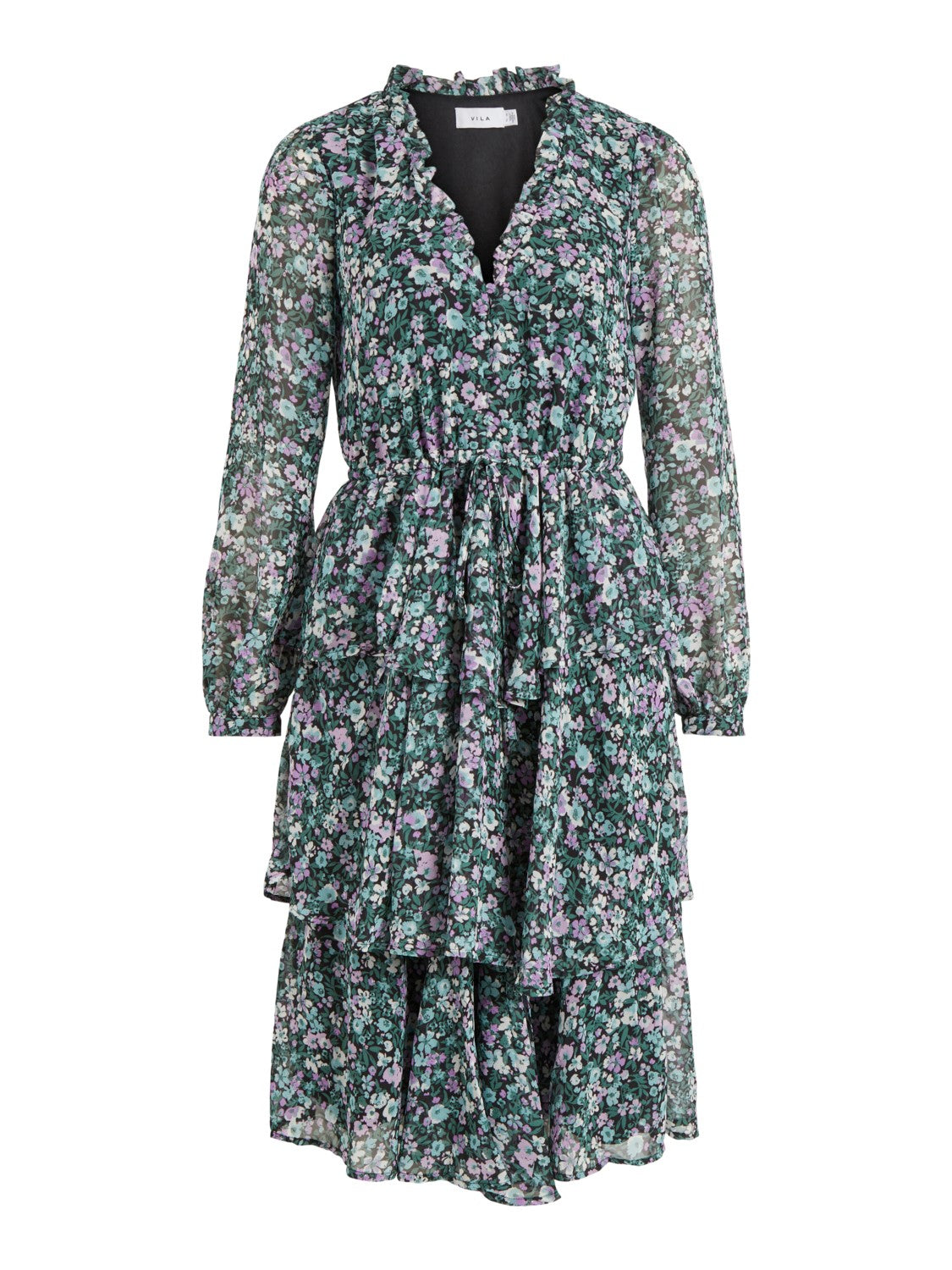 Astar Floral Print Midi Dress for Women - Black with Flowers - Perfect for Casual Outings, Parties, and Office Wear