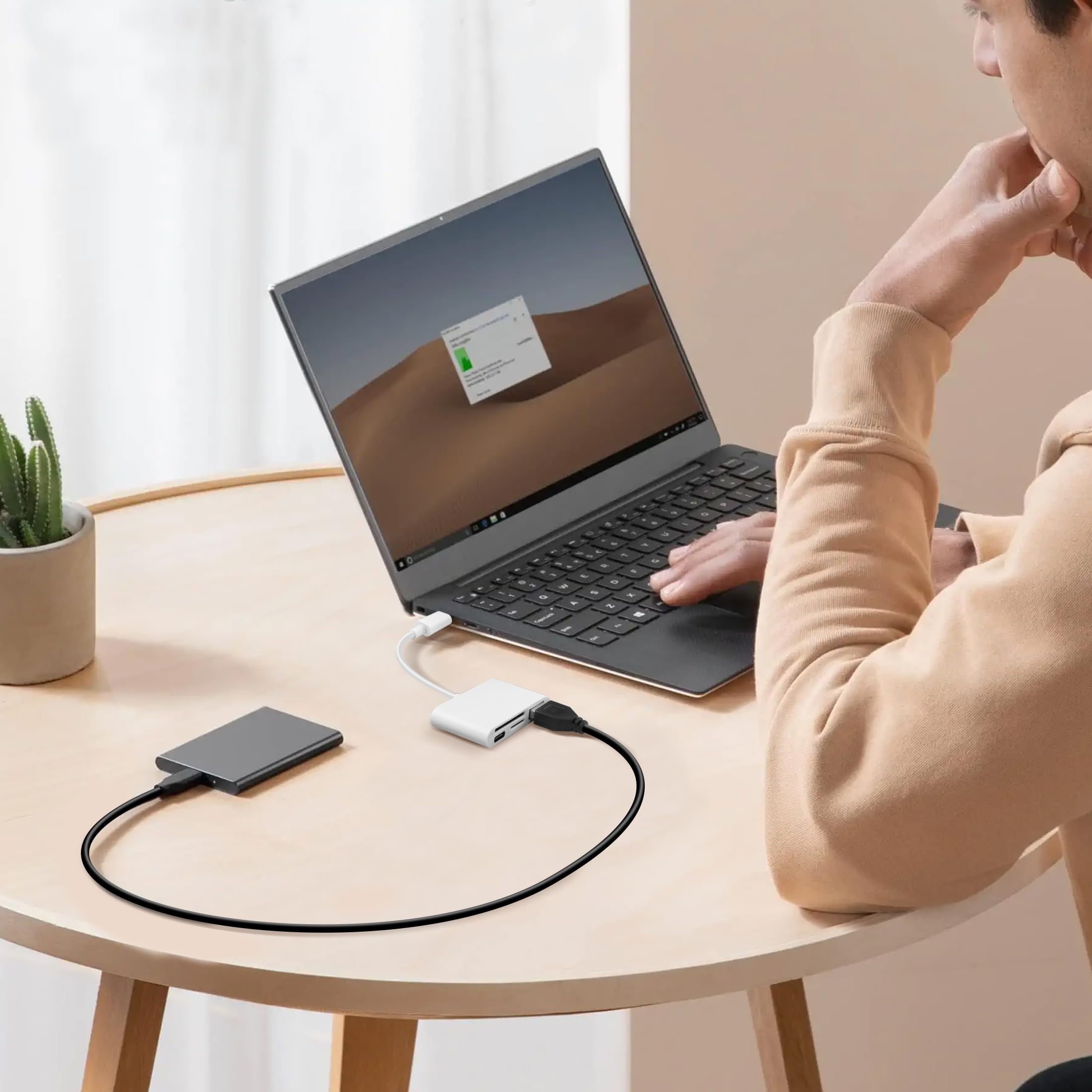 YAODHAOD 4-in-1 USB C Hub with USB C 2.0, USB A 2.0, SD & TF Card Slots - Compatible with MacBook Pro/Air, Surface Pro, iPad Pro, XPS, HP, Lenovo - Perfect for Office Work, Travel & Data Transfer