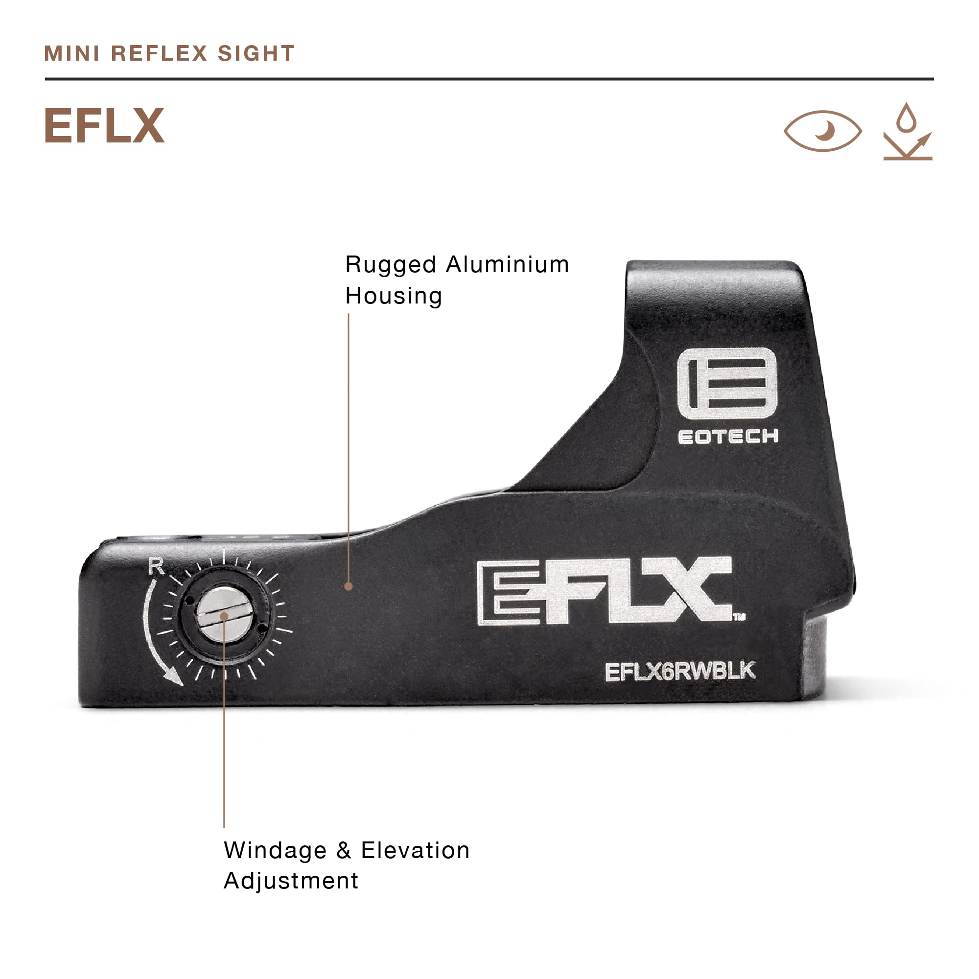 EOTECH EFLX Mini Reflex Sight - Red Dot Sight for Pistols & Rifles | Durable & Waterproof | Perfect for Hunting, Tactical & Competitive Shooting