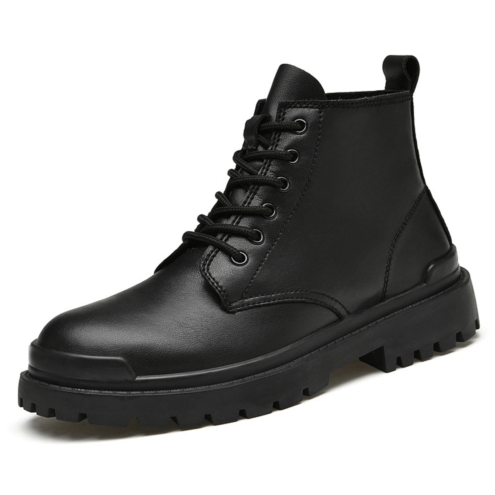 **GAGC Men's Large Size 48 Martin Boots - Plus Velvet Short Boots, Leather Outdoor High-Top Shoes for Men (Black Plus Velvet, Size 6) - Perfect for Casual Wear, Outdoor Adventures & Winter Fashion**