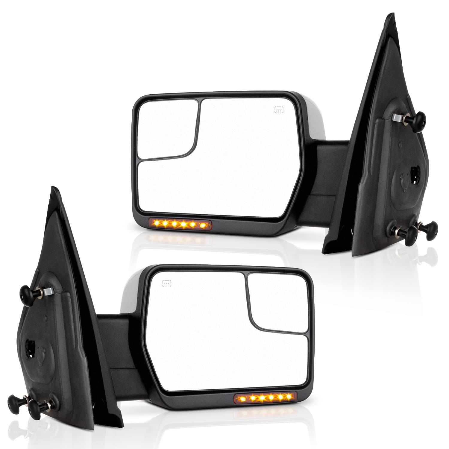 INEEDUP Towing Mirrors for Ford F-150 2004-2014 - Power Adjustable Heated Side Mirrors with Turn Signal Lights (Left & Right) - Perfect for Enhanced Visibility & Safety While Towing Trailers or Large Loads