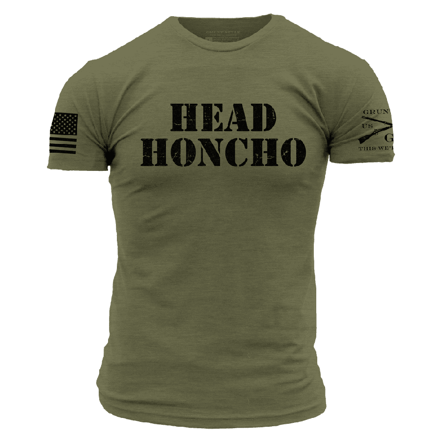 Head Honcho T-Shirt for Men - Military Green Cotton Tee - Casual Wear, Workout & Everyday Outfits