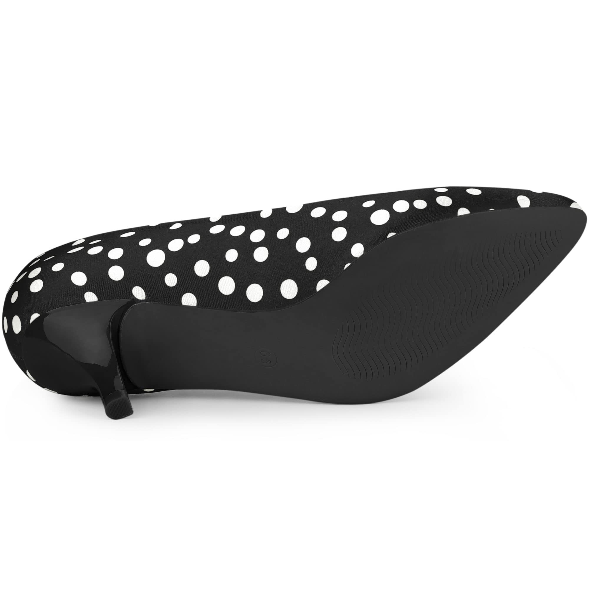 Allegra K Women's Pointed Toe Polka Dot Kitten Heel Pumps - Comfortable Low Heel Dress Shoes for Office, Party & Wedding Occasions