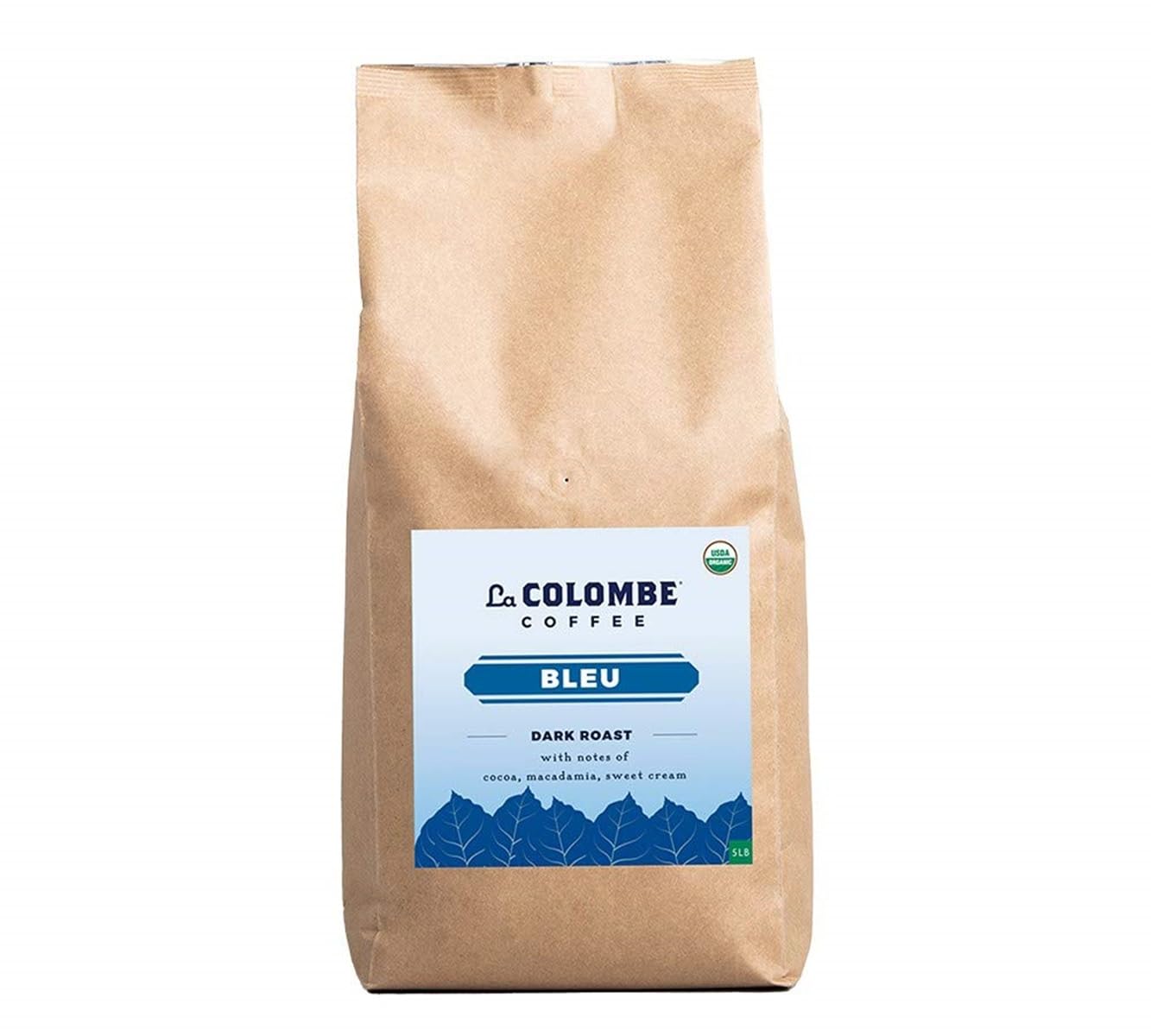 La Colombe Bleu Organic Dark Roast Whole Bean Coffee - Rich Cocoa, Macadamia & Sweet Cream Flavors, 5lb Bag (80oz) | Perfect for Home Brewing, Office Use & Gifts