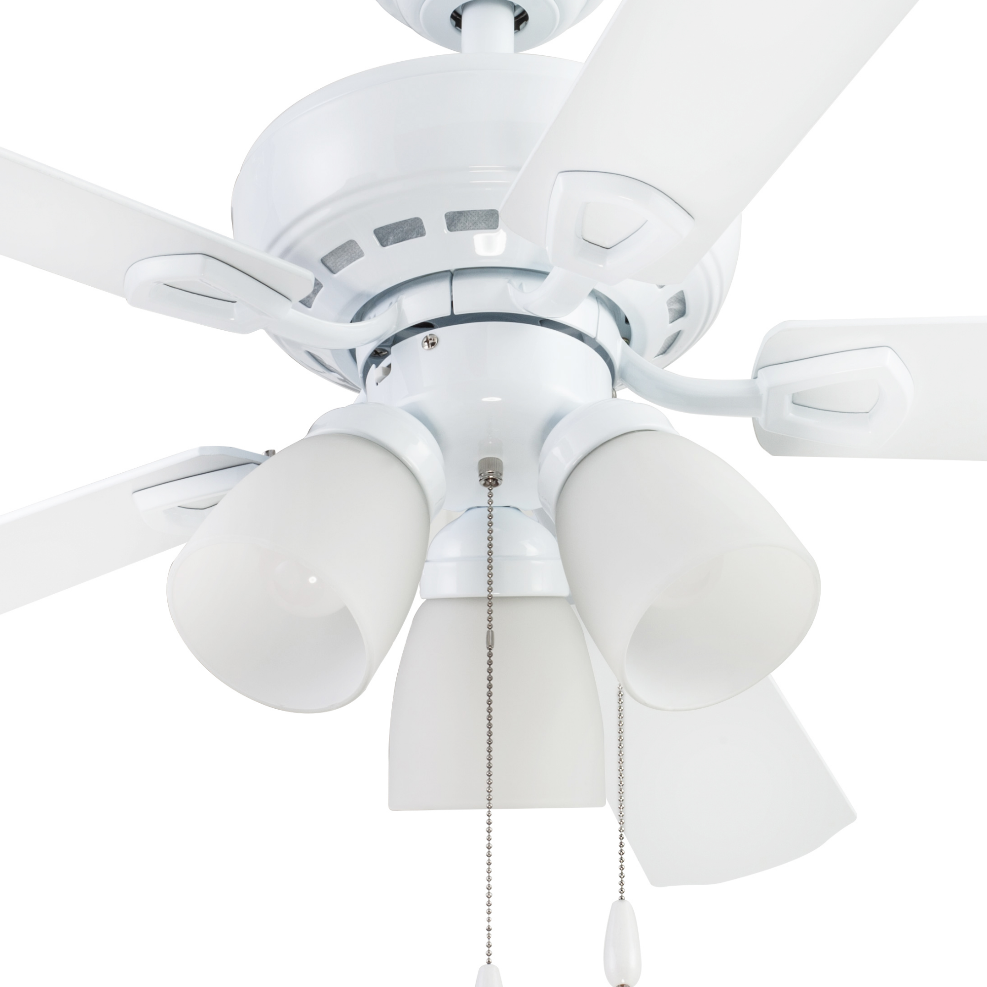 44 Inch White Miller Park Ceiling Fan with Pull Chain - Perfect for Living Room, Bedroom, and Office Cooling