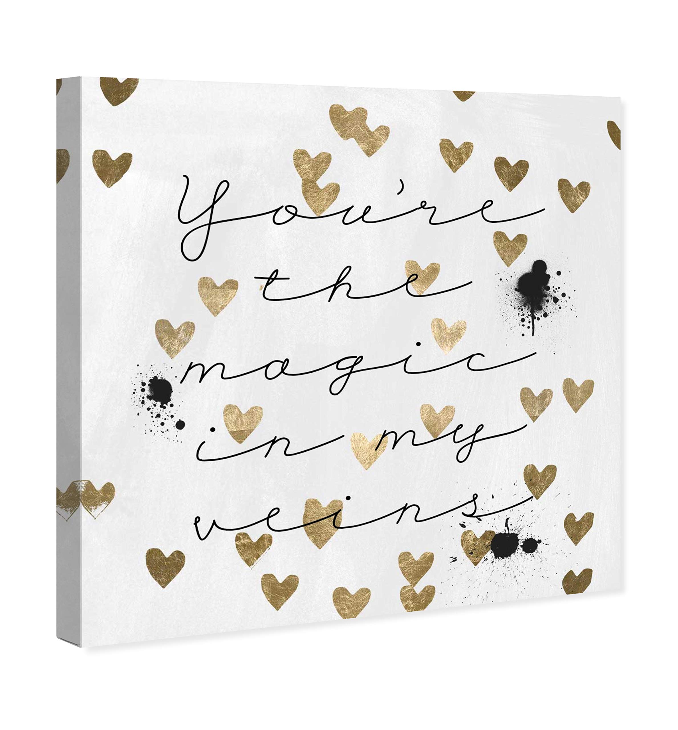 Oliver Gal Artist Co. 'Magic in Me' Gold & White Typography Wall Art Canvas Print - 30x30 Inch Inspirational Quote Home Decor for Living Room, Bedroom & Office