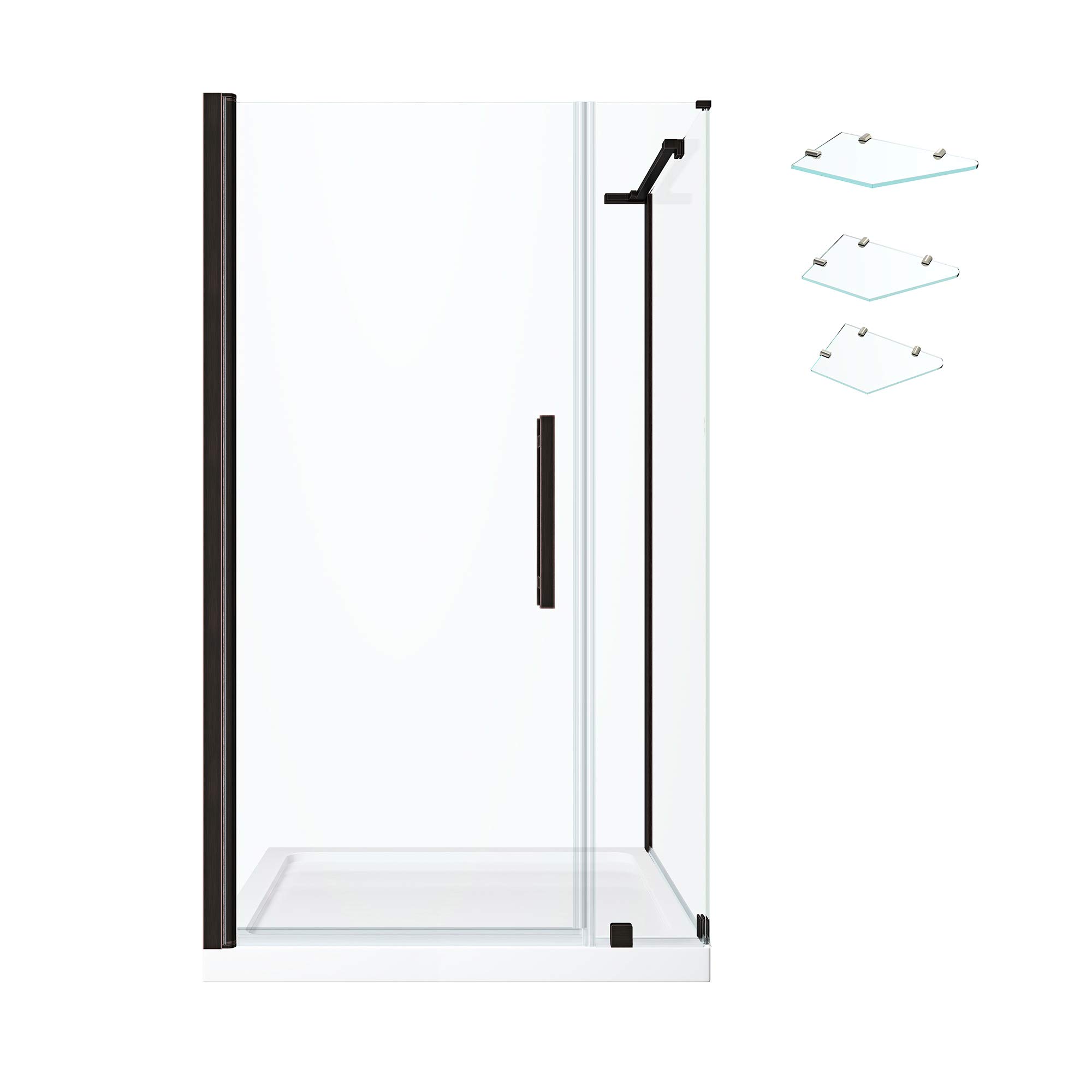 OVE Decors Pasadena Frameless Corner Pivot Shower Door 36