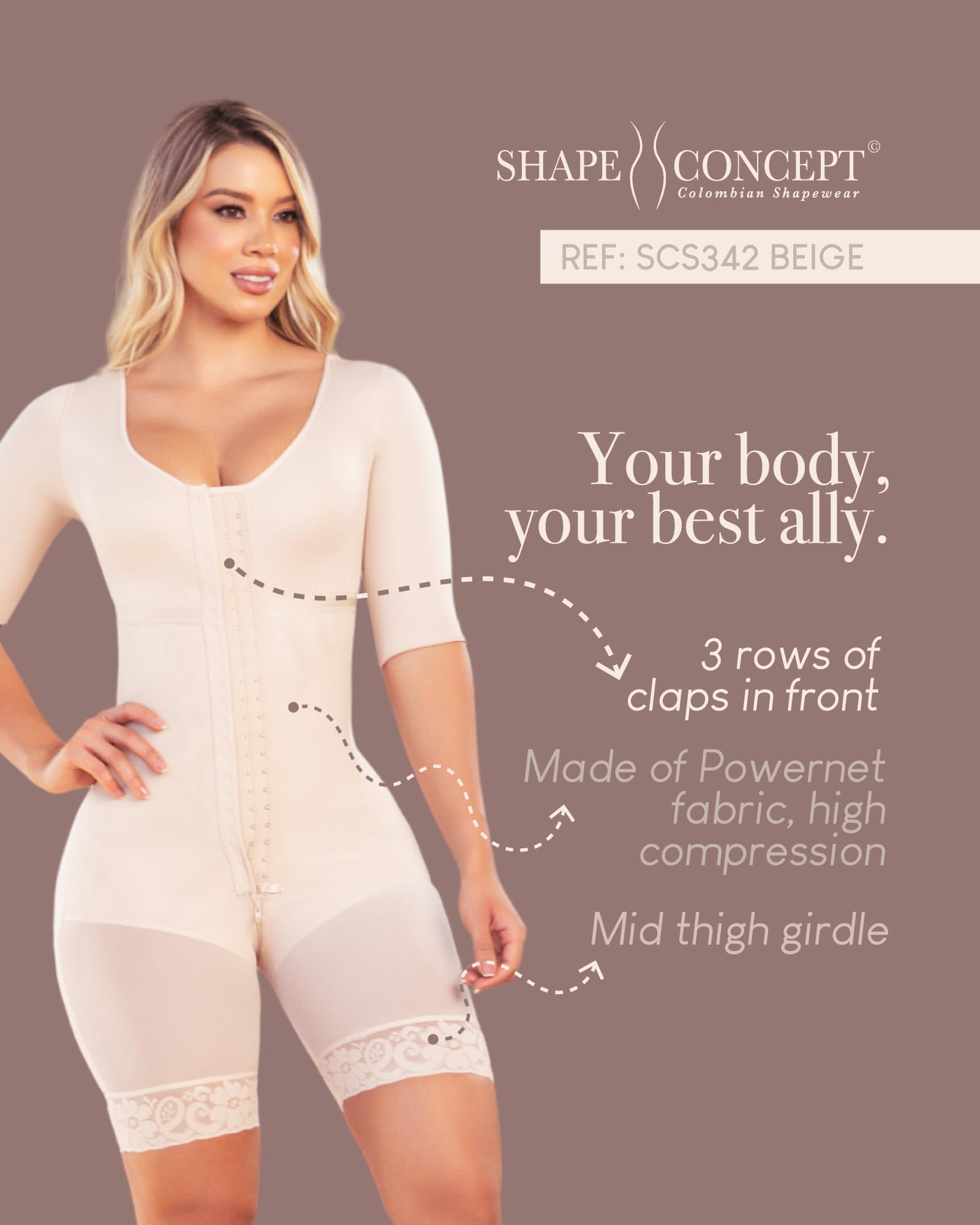 SHAPE CONCEPT Colombian Shaping Fajas - Tummy Control Body Shaper for Women | Postpartum Recovery & Waist Training Shapewear for a Defined Silhouette
