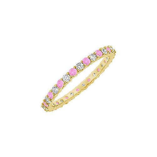 14K Yellow Gold Pink Sapphire and Diamond Eternity Bangle - 10.00 CT TGW | Elegant Jewelry for Weddings, Anniversaries & Special Occasions