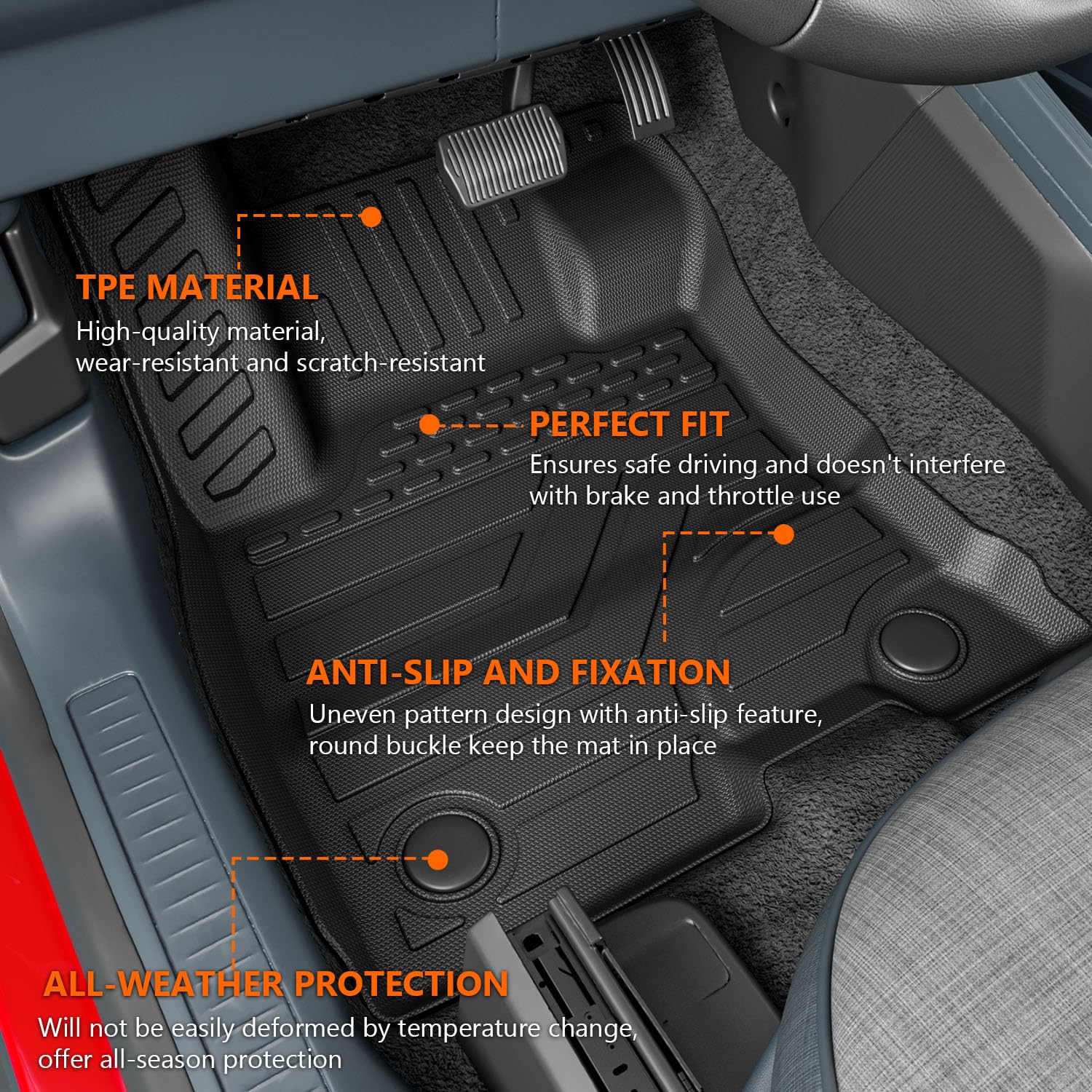 2022-2025 Ford Maverick Hybrid Floor Mat & Bed Mat Set - TPE Truck Liner Accessories | All-Weather Protection for Pickup Truck Bed & Cabin Floor | Perfect for Camping, Work & Outdoor Adventures