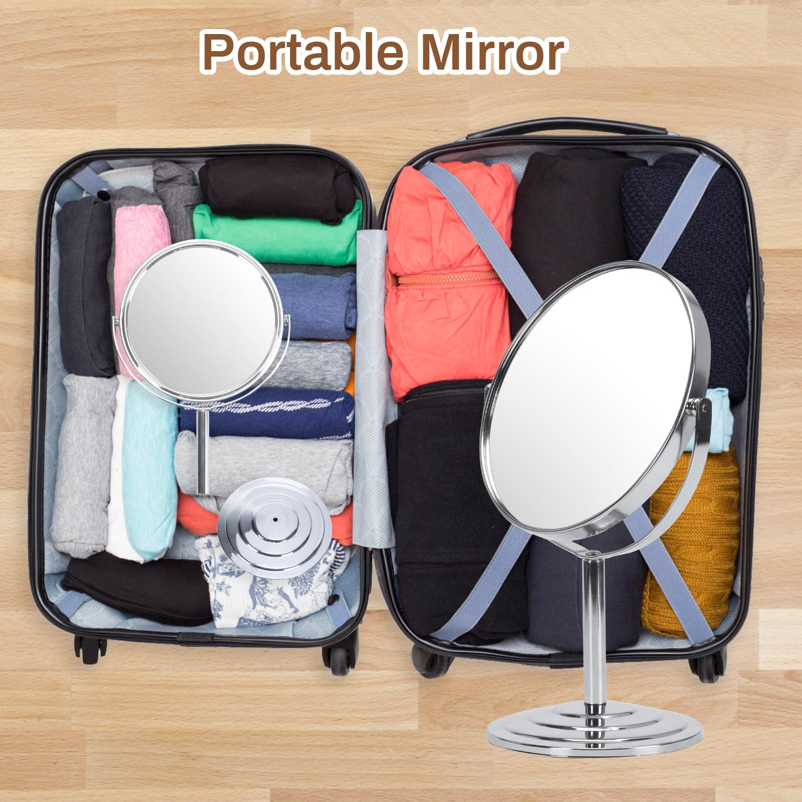 1X 3X Magnifying Makeup Mirror - 7 Inch Silver Vanity Mirror with Stand for Bathroom & Tabletop - Portable Double Sided Cosmetic Mirror for Precise Makeup Application, Eyebrow Shaping & Skincare Routine