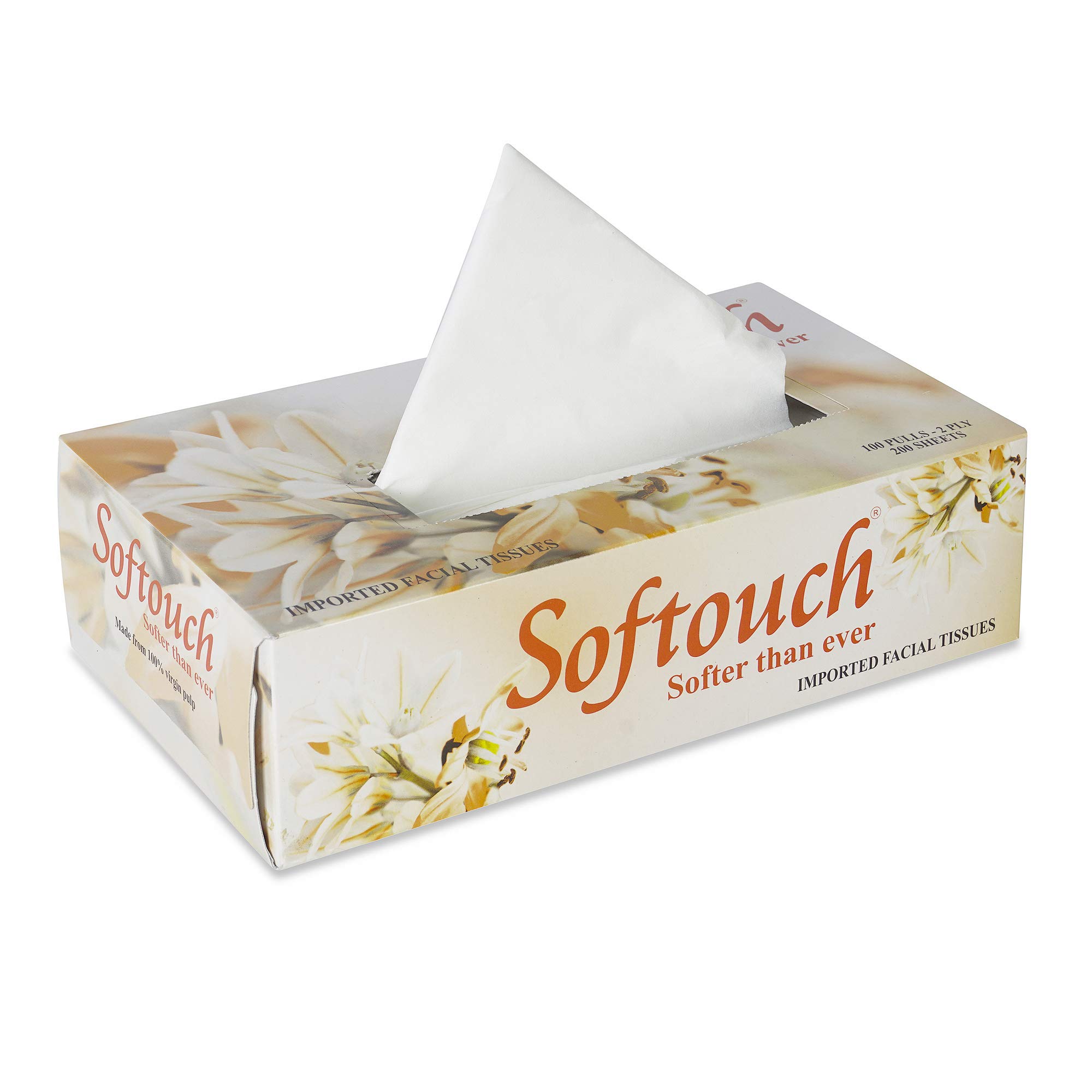 SoftTouch Facial Tissues 200 Sheets per Box (4-Pack) - Ultra Soft & Strong for Home, Office & Travel Use