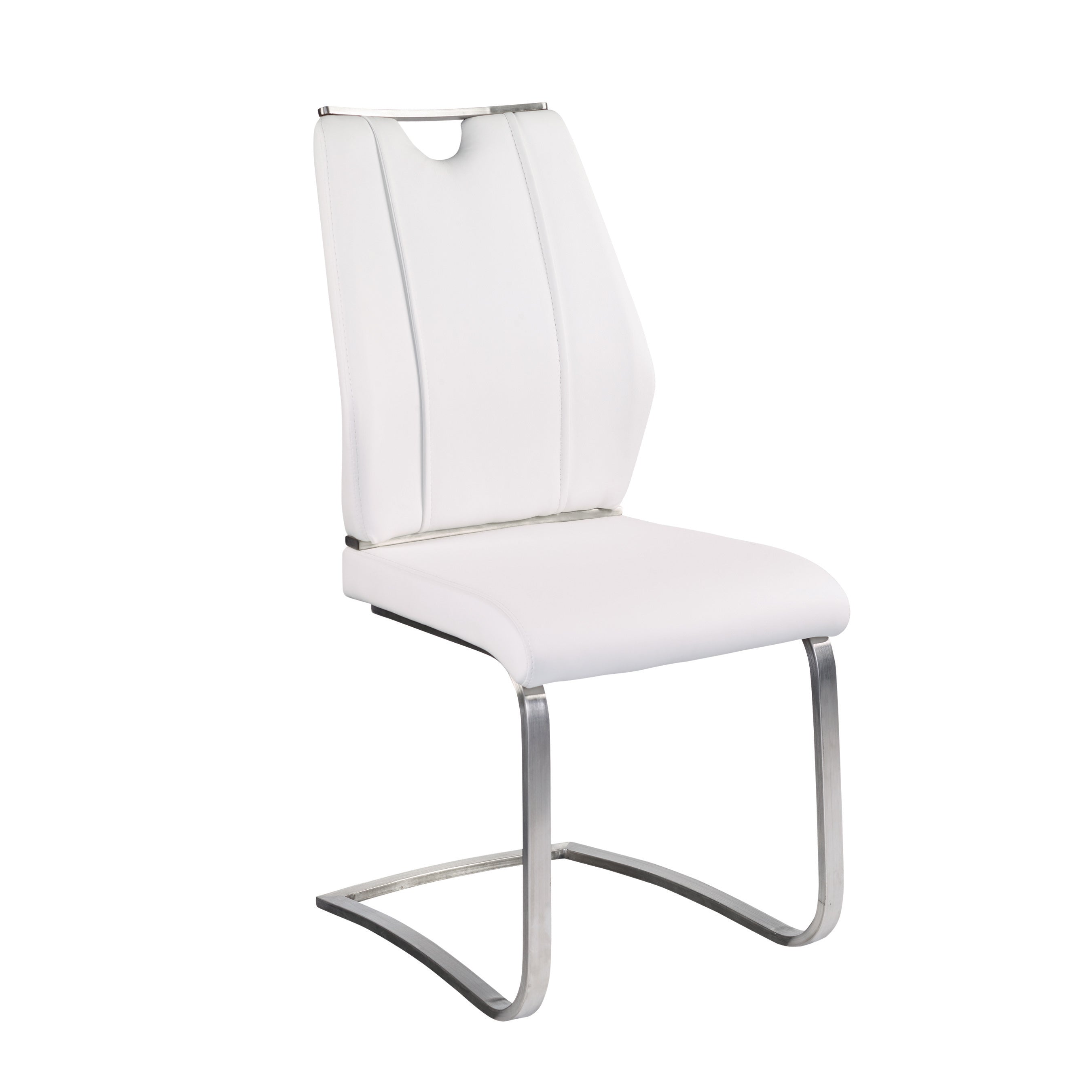 Lexington Side Leather Chair in Brushed Stainless Steel - Set of 2 Modern Dining Chairs for Home & Office | Perfect for Dining Rooms, Conference Tables & Lounge Areas