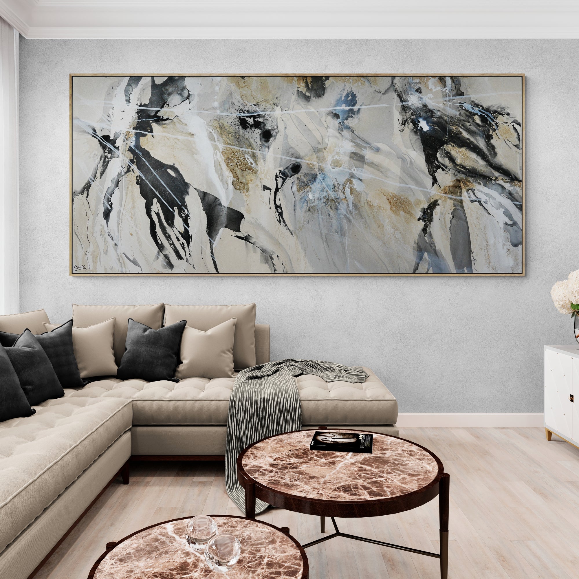 Abstract Blended Inks Painting - 270cm x 120cm Large Wall Art for Living Room, Office & Bedroom Decor