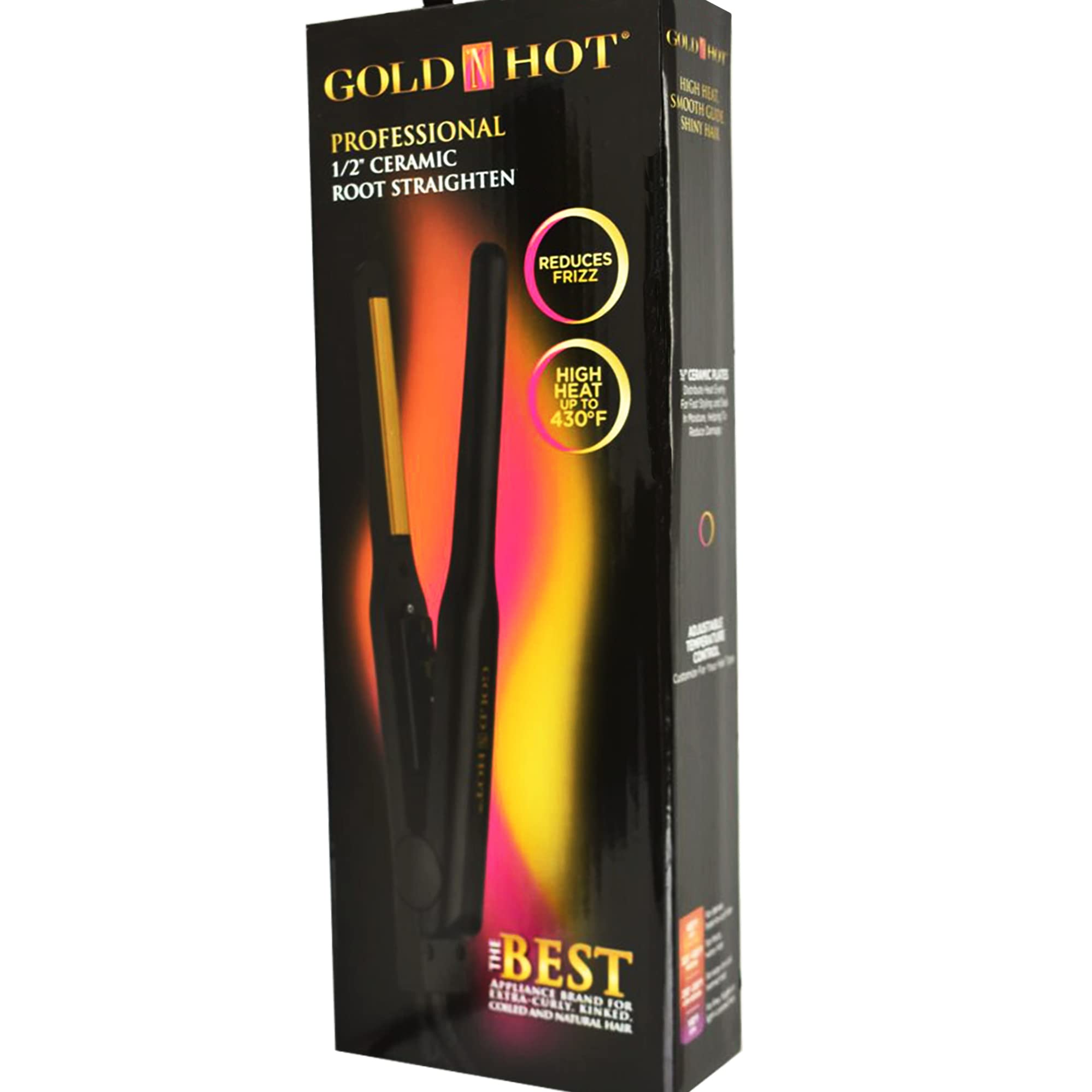 Gold N Hot 1/2 Inch Ceramic Flat Iron for Hair Straightening - Professional Styling Tool for Smooth, Shiny Hair at Home or Salon